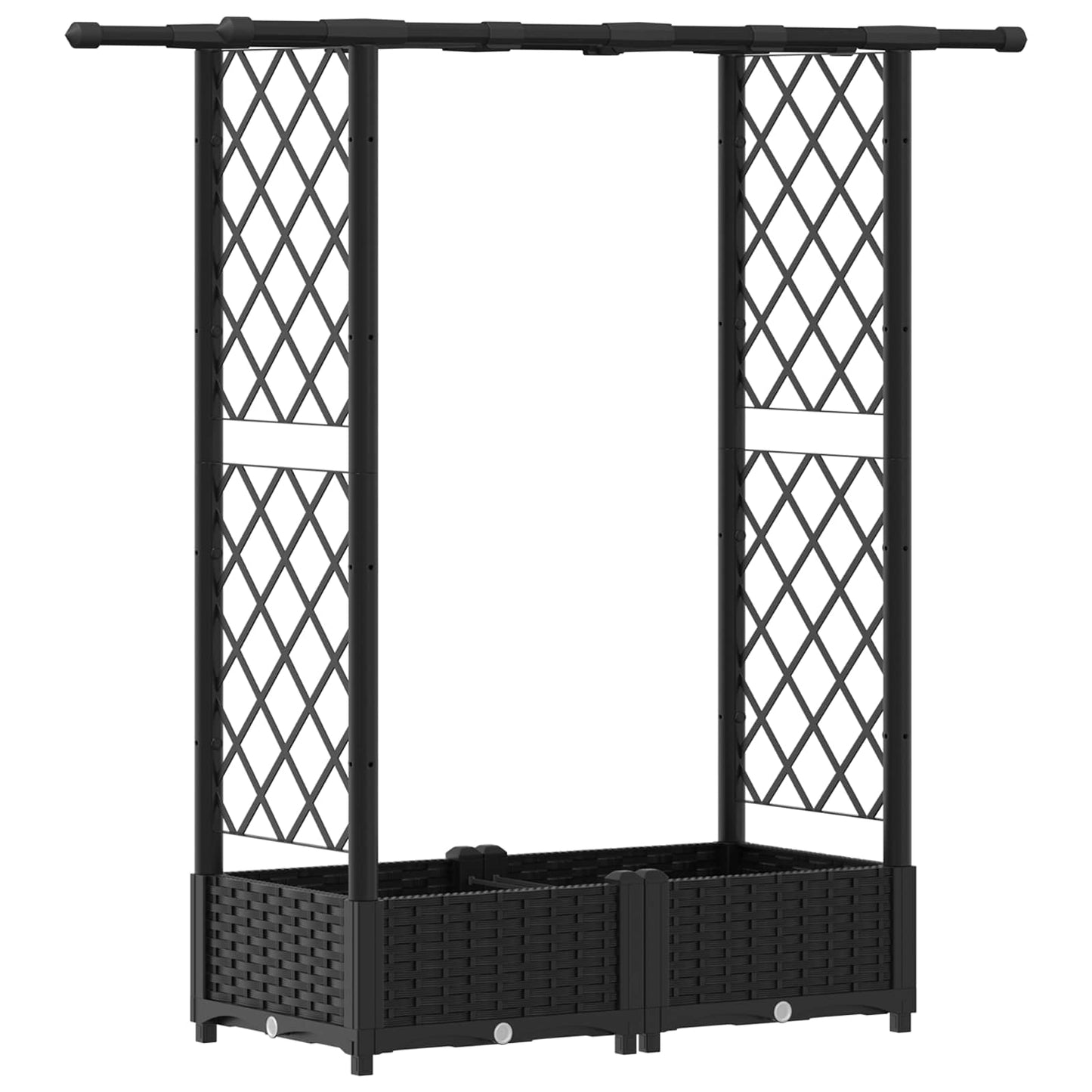 Hevet Bed med Trellis og Tak Svart 122,5 x 40 x 123 cm PP