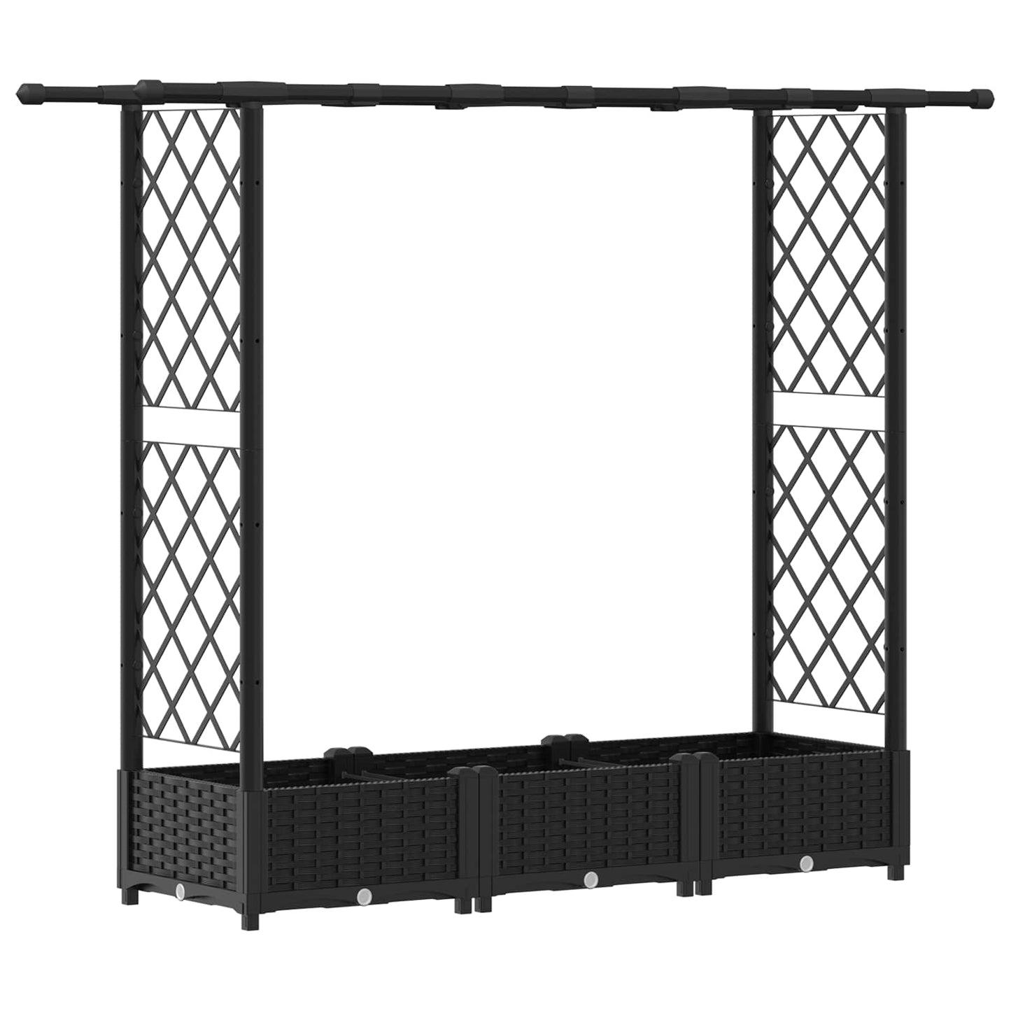 Hevet Bed med Trellis og Tak Svart 164 x 40 x 123 cm PP