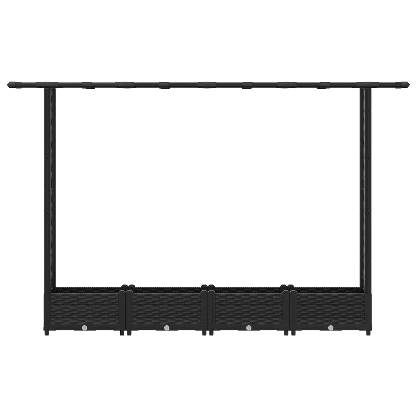 Hevet Bed med Trellis og Tak Svart 203 x 40 x 123 cm PP