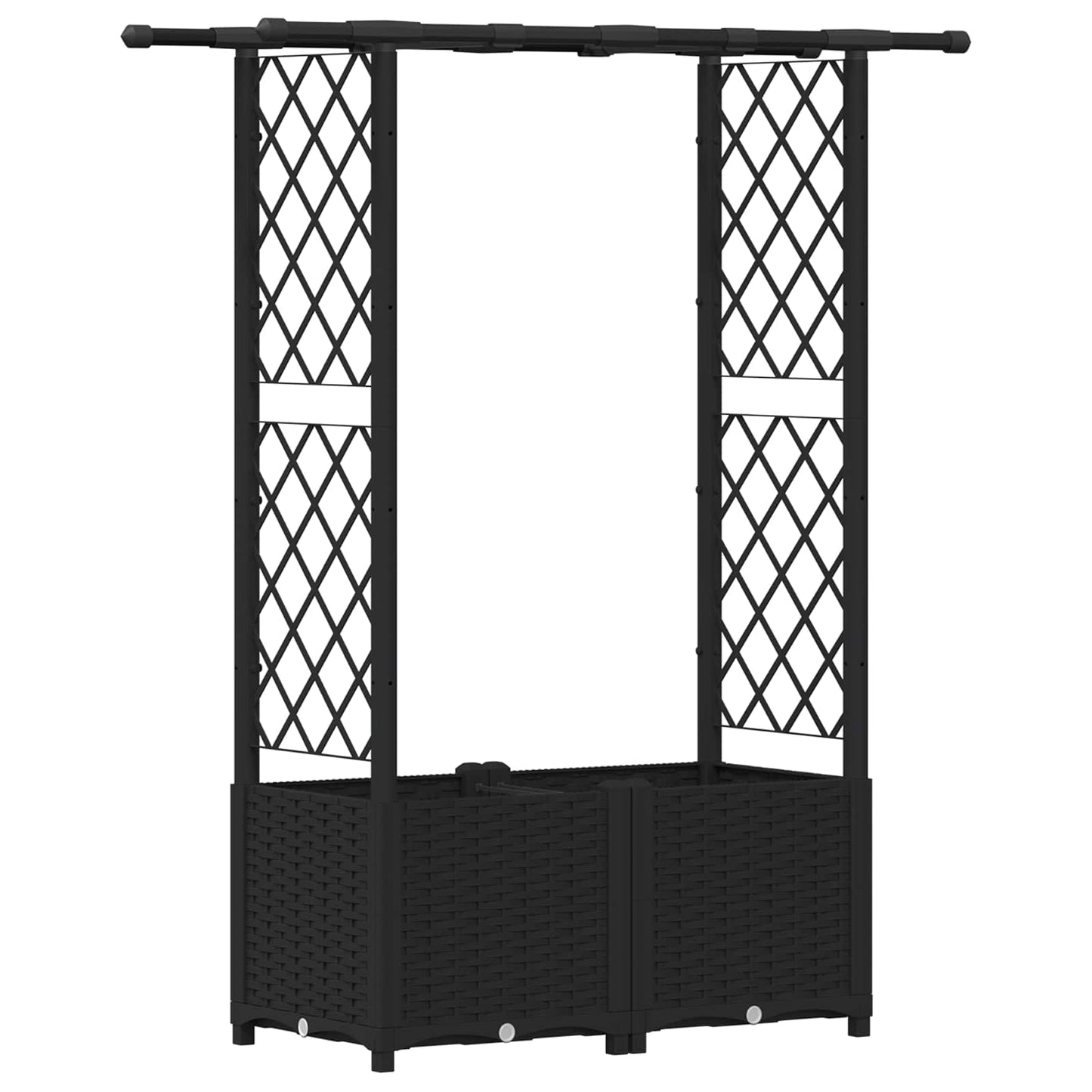 Hevet Bed med Trellis og Tak Svart 124,5 x 40 x 138 cm PP