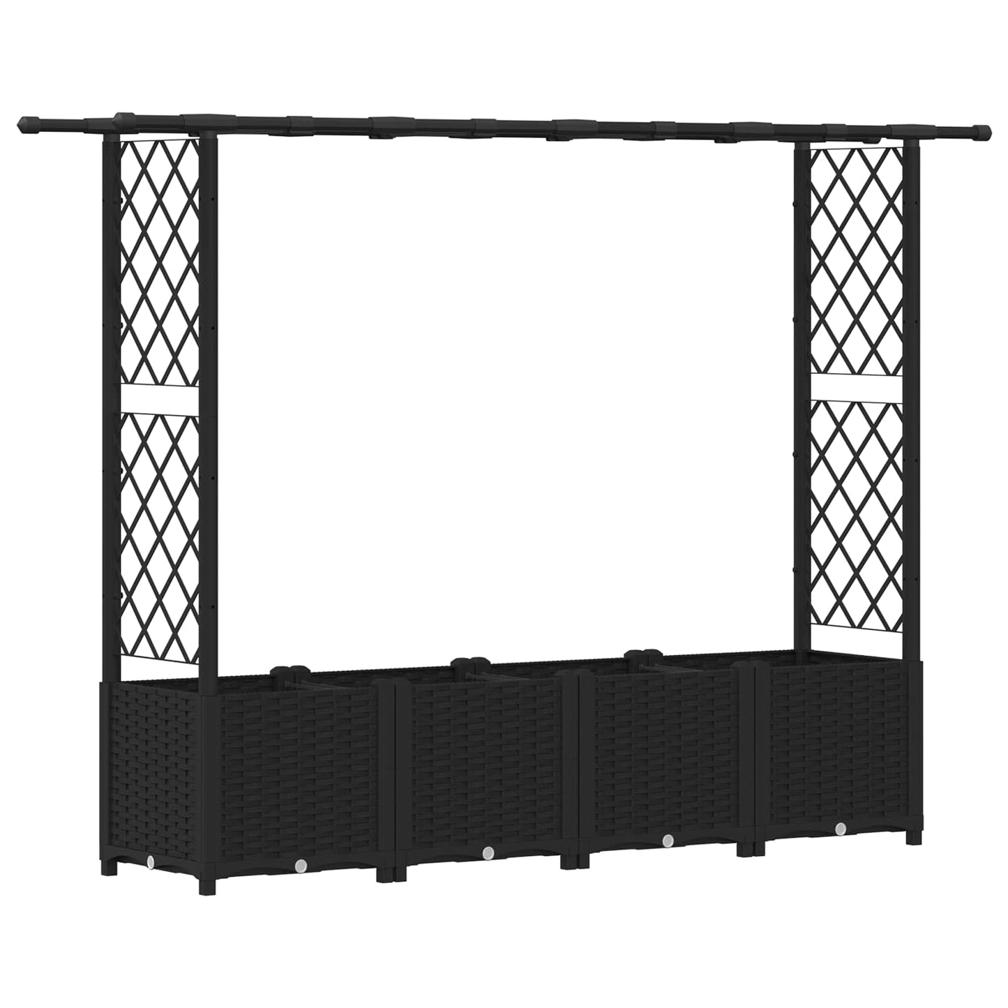 Hevet Bed med Trellis og Tak Svart 203 x 40 x 138 cm PP
