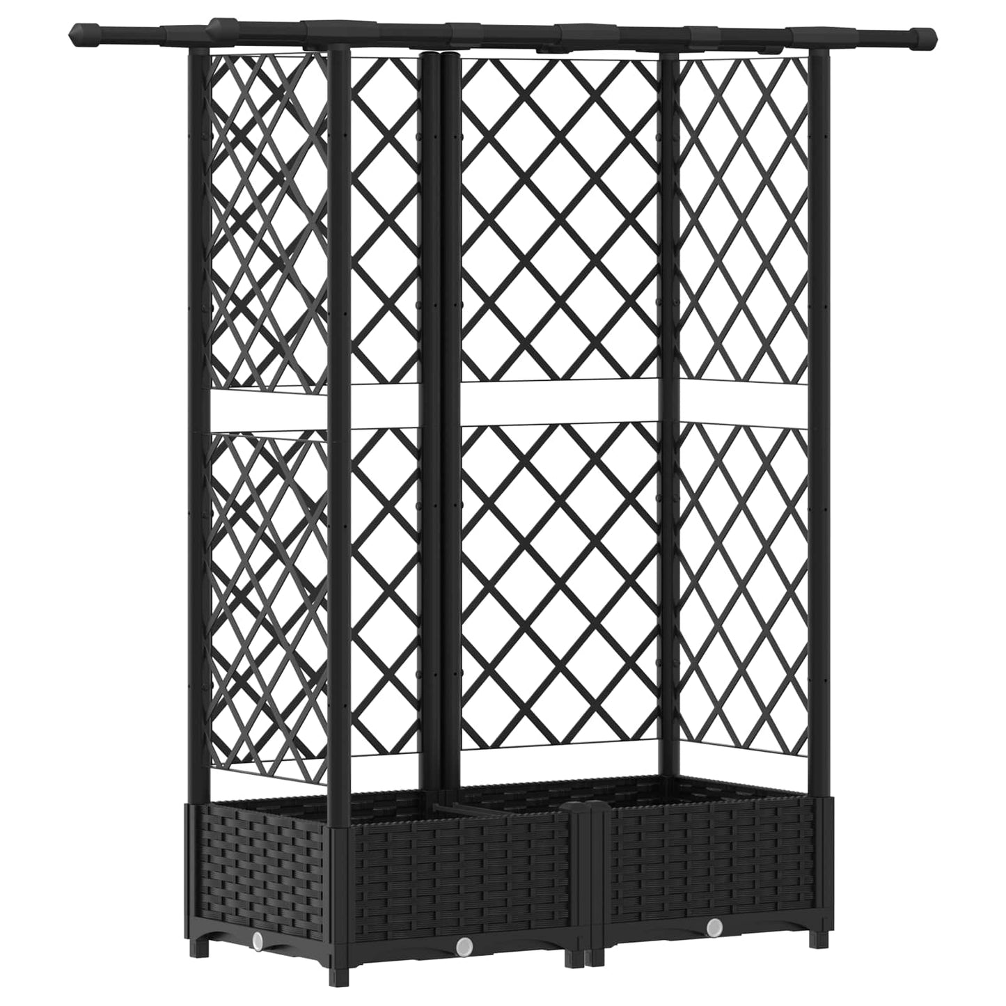 Hevet Bed med Trellis og Tak Svart 124 x 40 x 121 cm PP