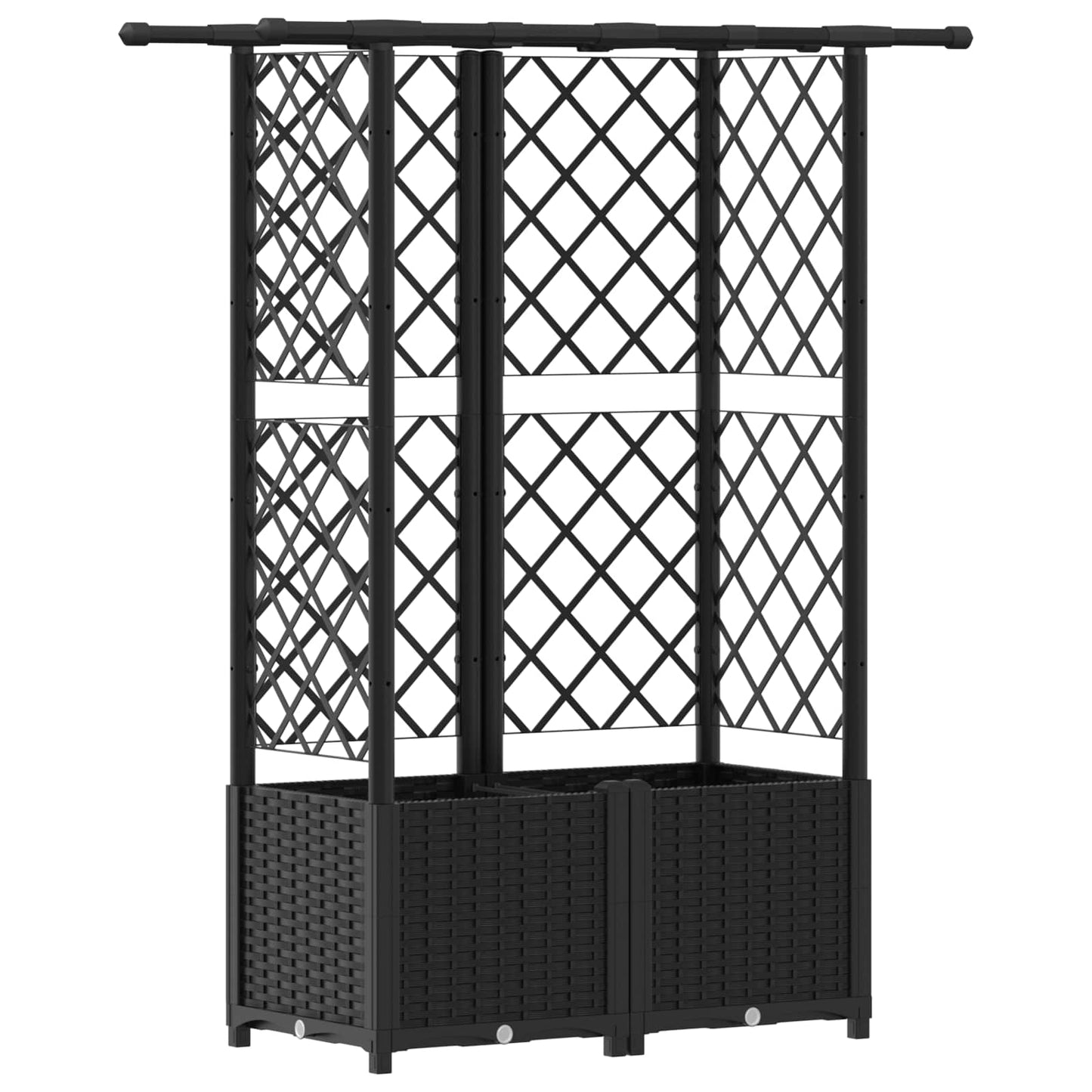 Hevet Bed med Trellis og Tak Svart 124 x 40 x 136 cm PP