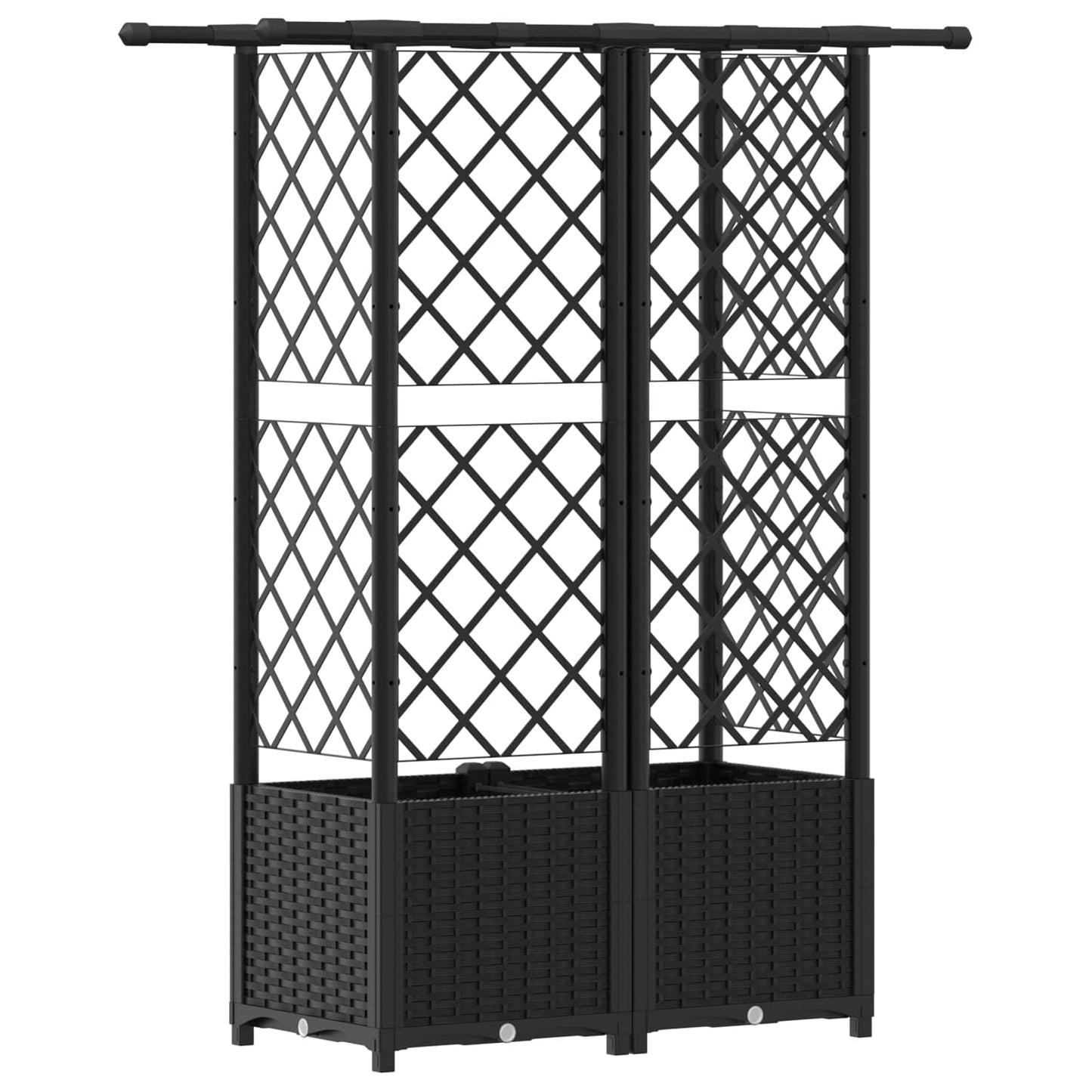 Hevet Bed med Trellis og Tak Svart 124 x 40 x 136 cm PP