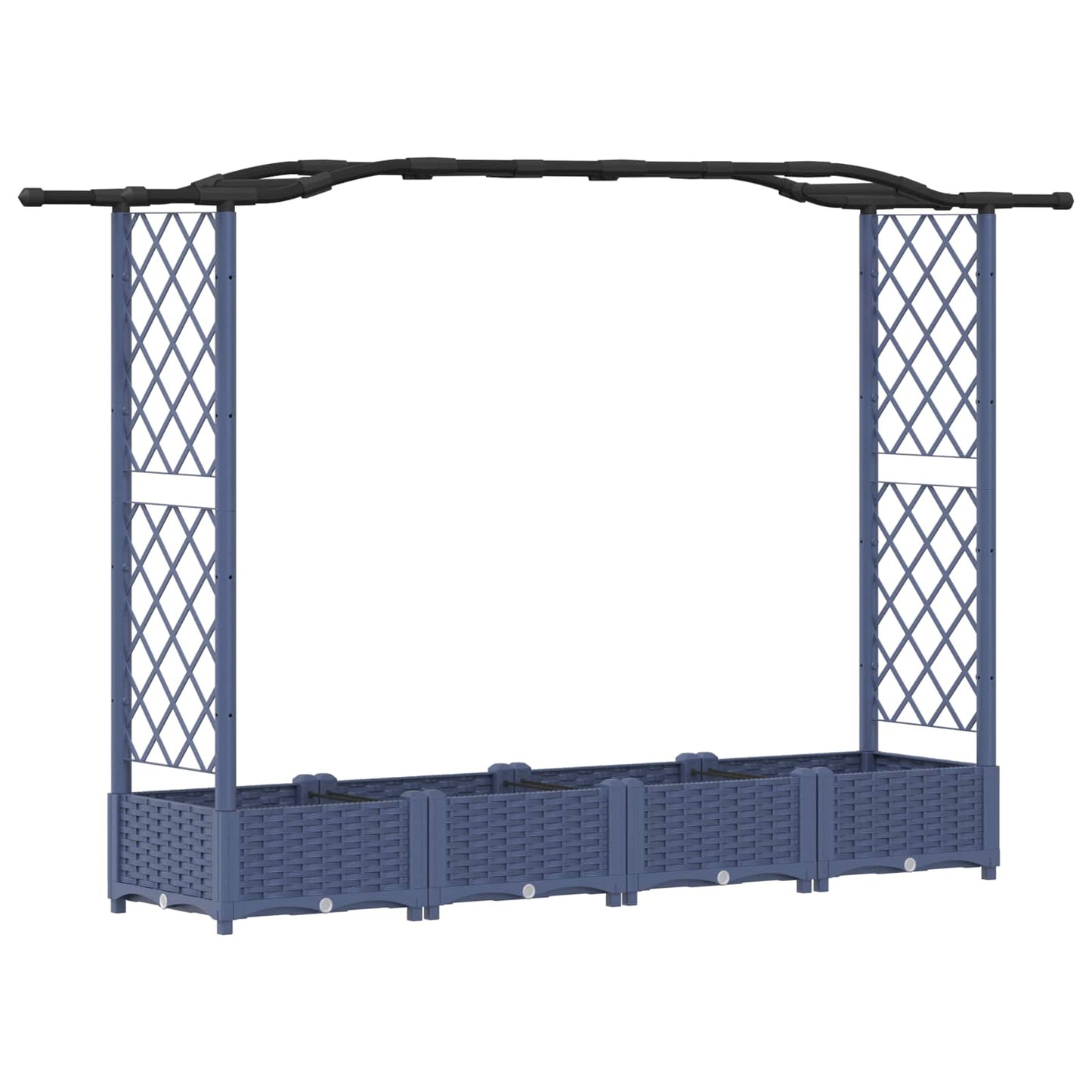 Hevet Bed med Trellis og Tak Grå 207 x 40 x 126 cm PP