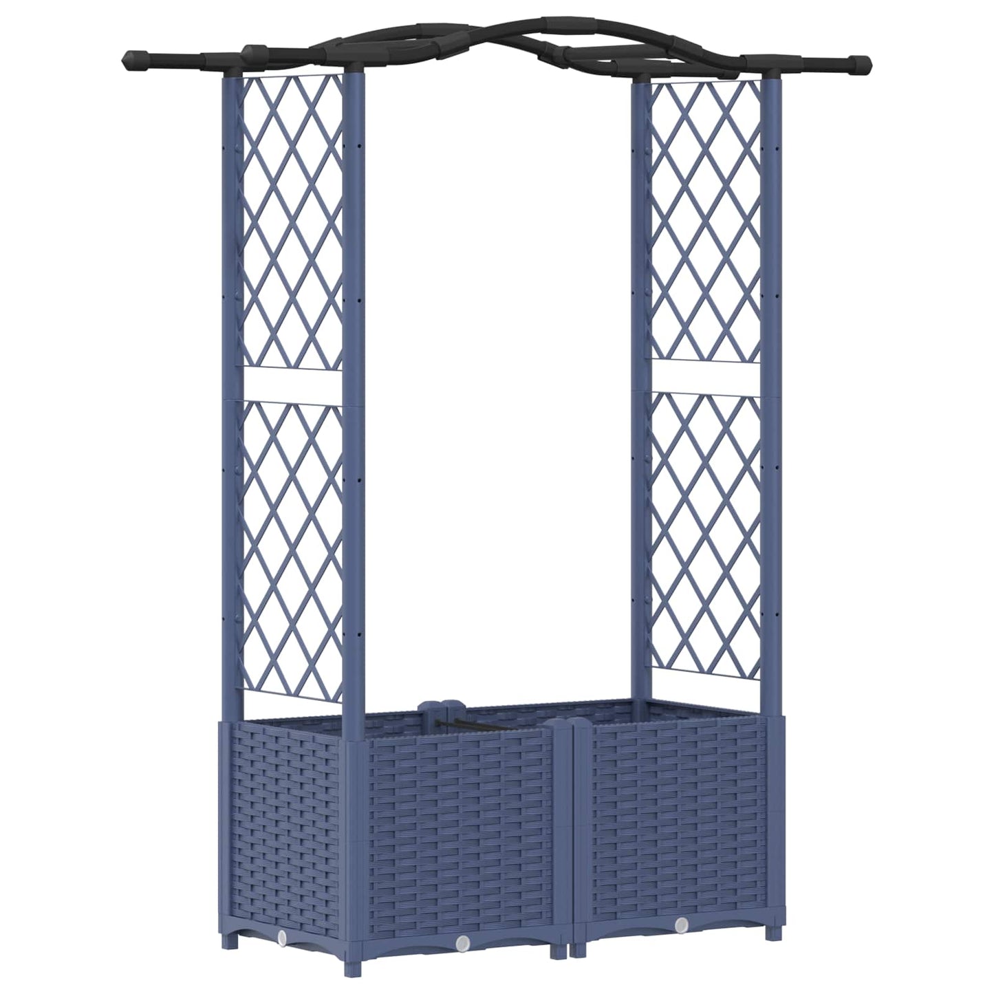 Hevet Bed med Trellis og Tak Grå 125 x 40 x 138 cm PP