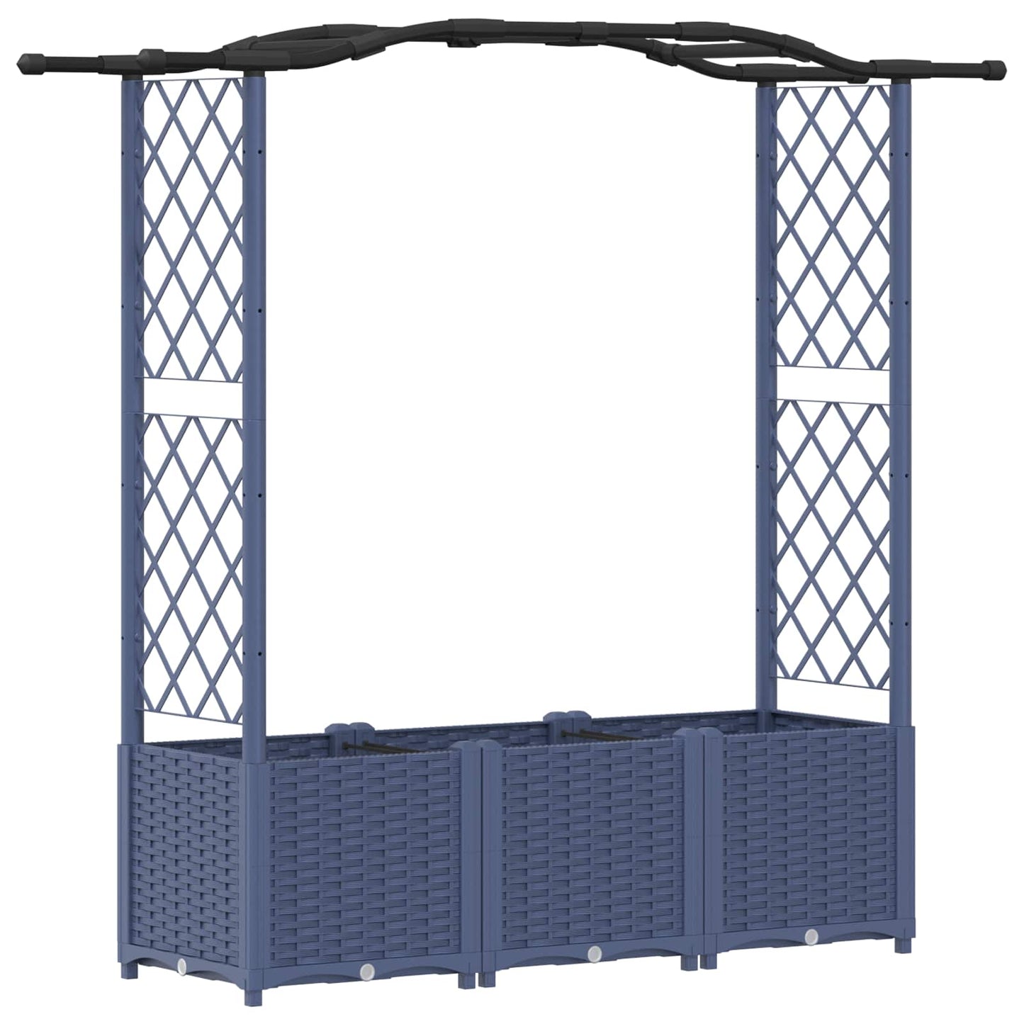 Hevet Bed med Trellis og Tak Grå 164 x 40 x 142 cm PP