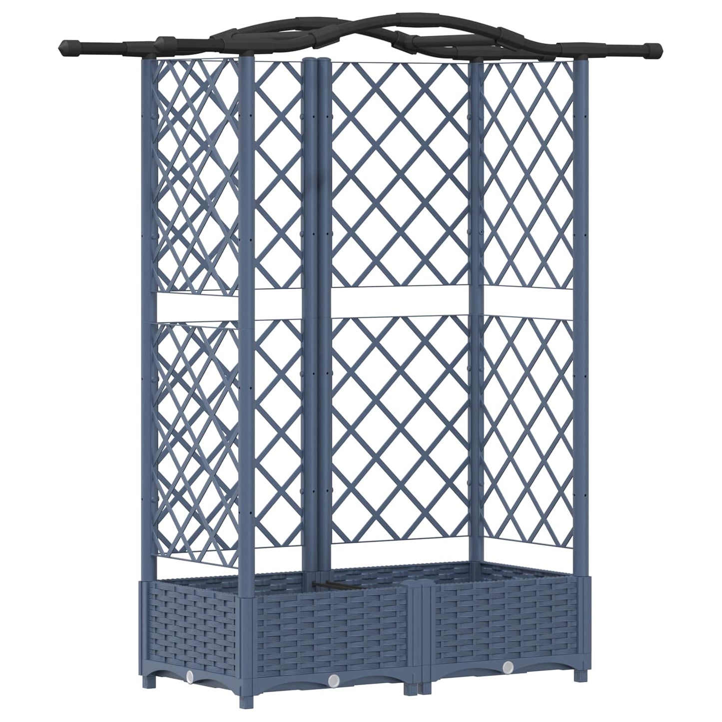 Hevet Bed med Trellis og Tak Grå 124 x 40 x 123 cm PP