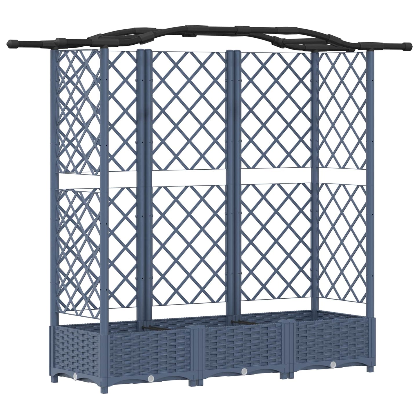Hevet Bed med Trellis og Tak Grå 163 x 40 x 123 cm PP