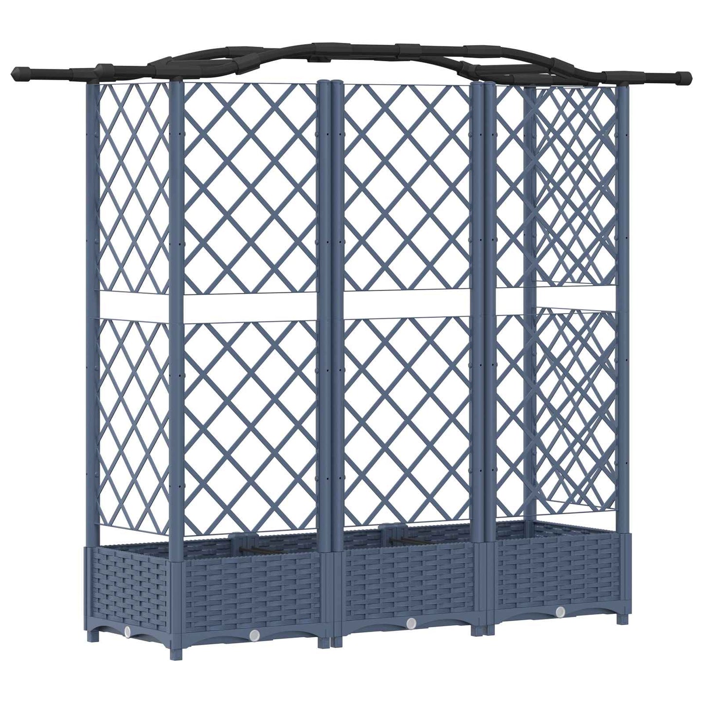 Hevet Bed med Trellis og Tak Grå 163 x 40 x 123 cm PP
