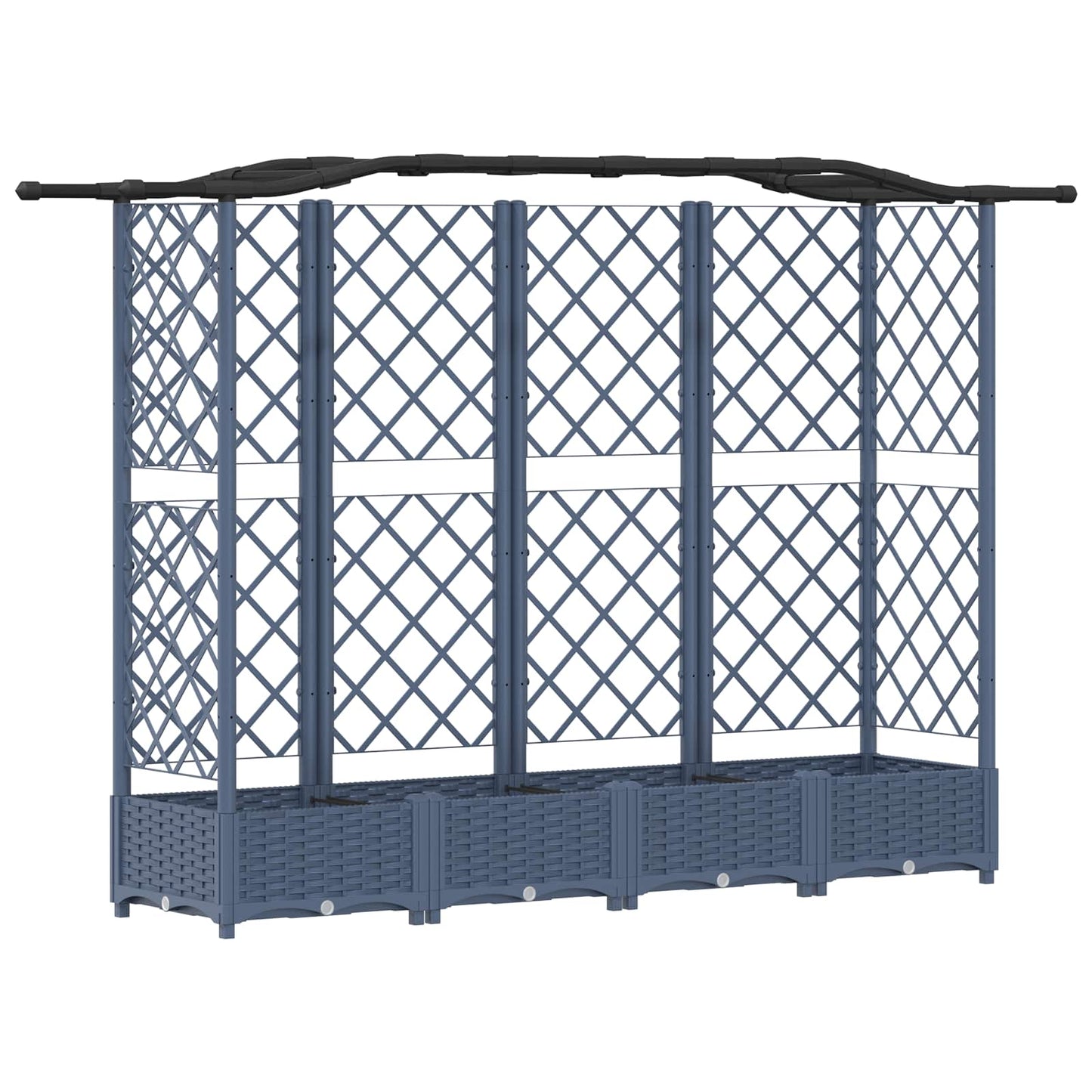 Hevet Bed med Trellis og Tak Grå 203,5 x 40 x 123 cm PP