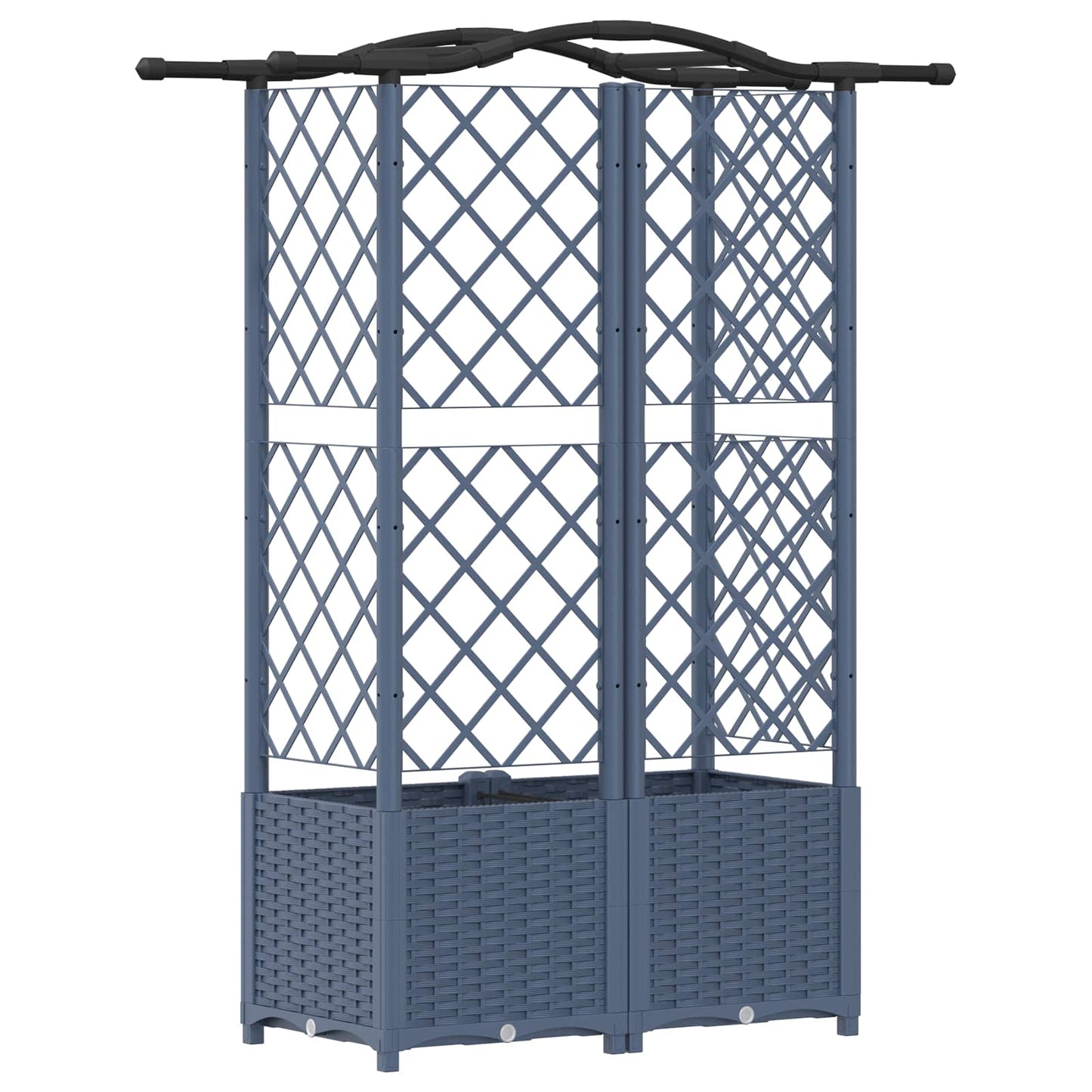Hevet Bed med Trellis og Tak Grå 122 x 40 x 138 cm PP