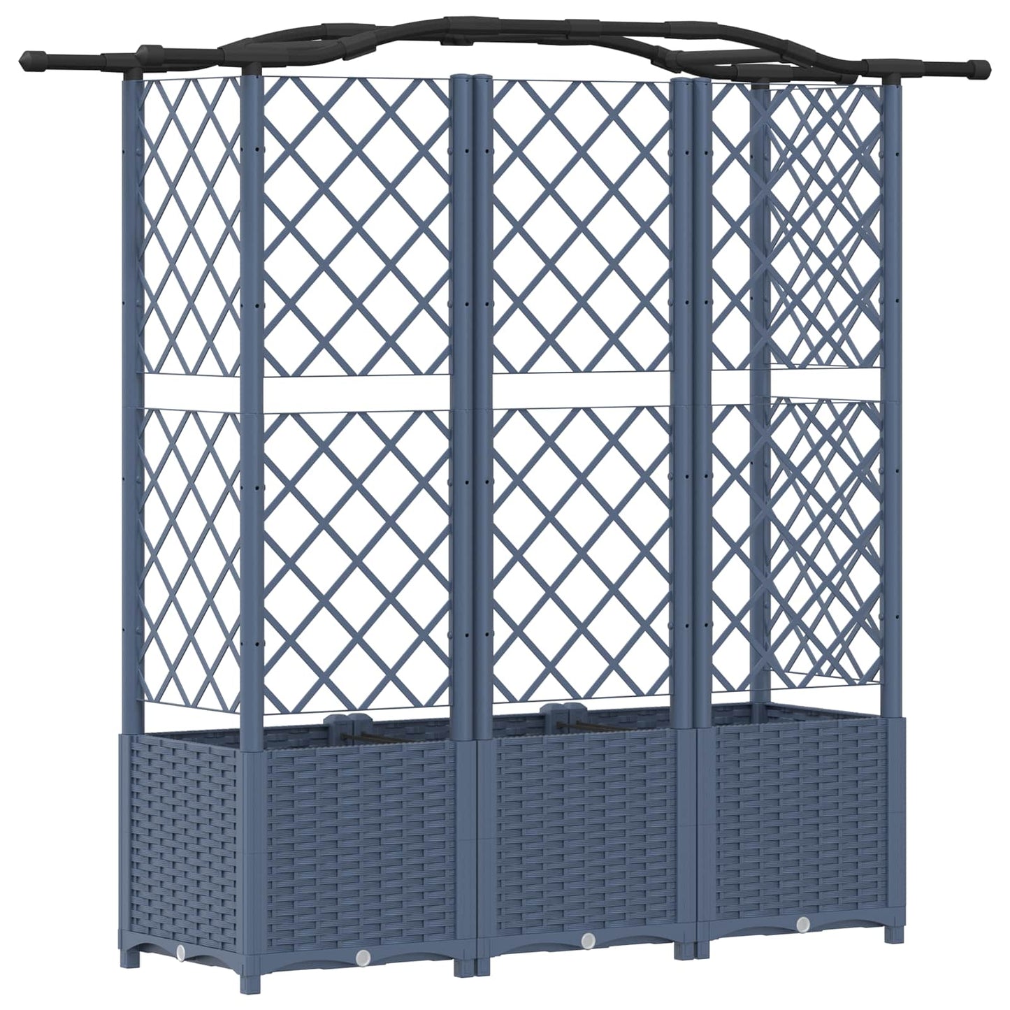 Hevet Bed med Trellis og Tak Grå 163 x 40 x 138 cm PP