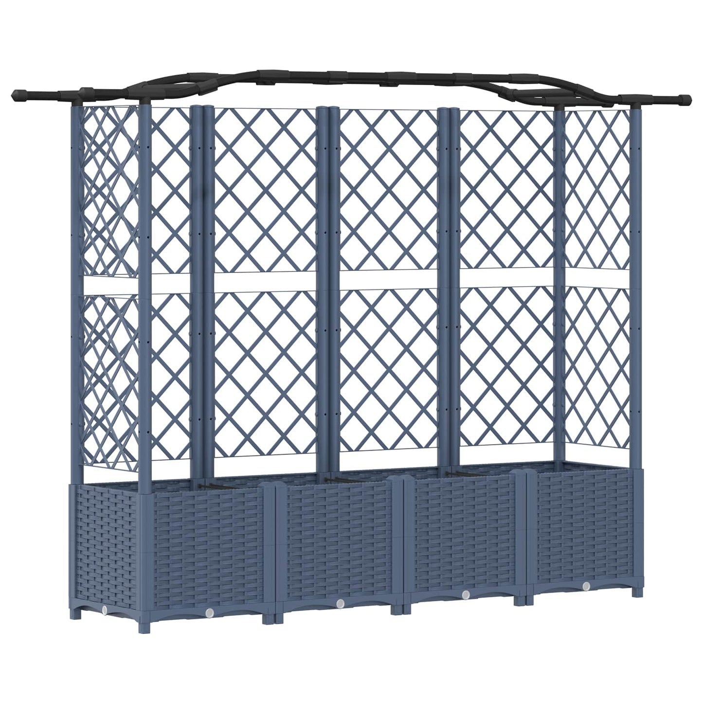 Hevet Bed med Trellis og Tak Grå 204 x 40 x 138 cm PP