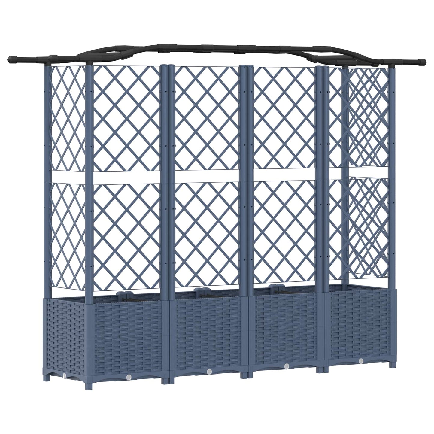 Hevet Bed med Trellis og Tak Grå 204 x 40 x 138 cm PP
