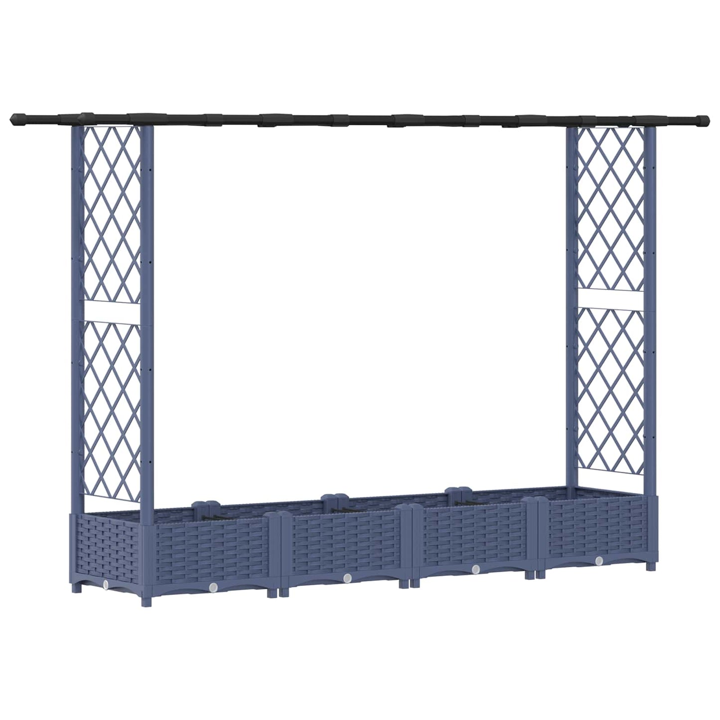 Hevet Bed med Trellis og Tak Grå 203 x 40 x 123 cm PP