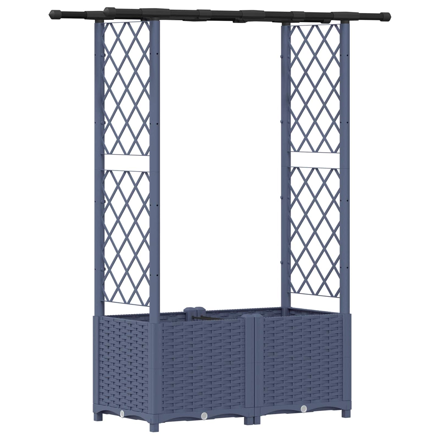 Hevet Bed med Trellis og Tak Grå 124,5 x 40 x 138 cm PP