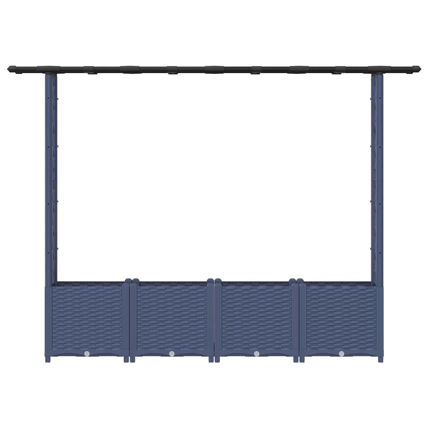 Hevet Bed med Trellis og Tak Grå 203 x 40 x 138 cm PP