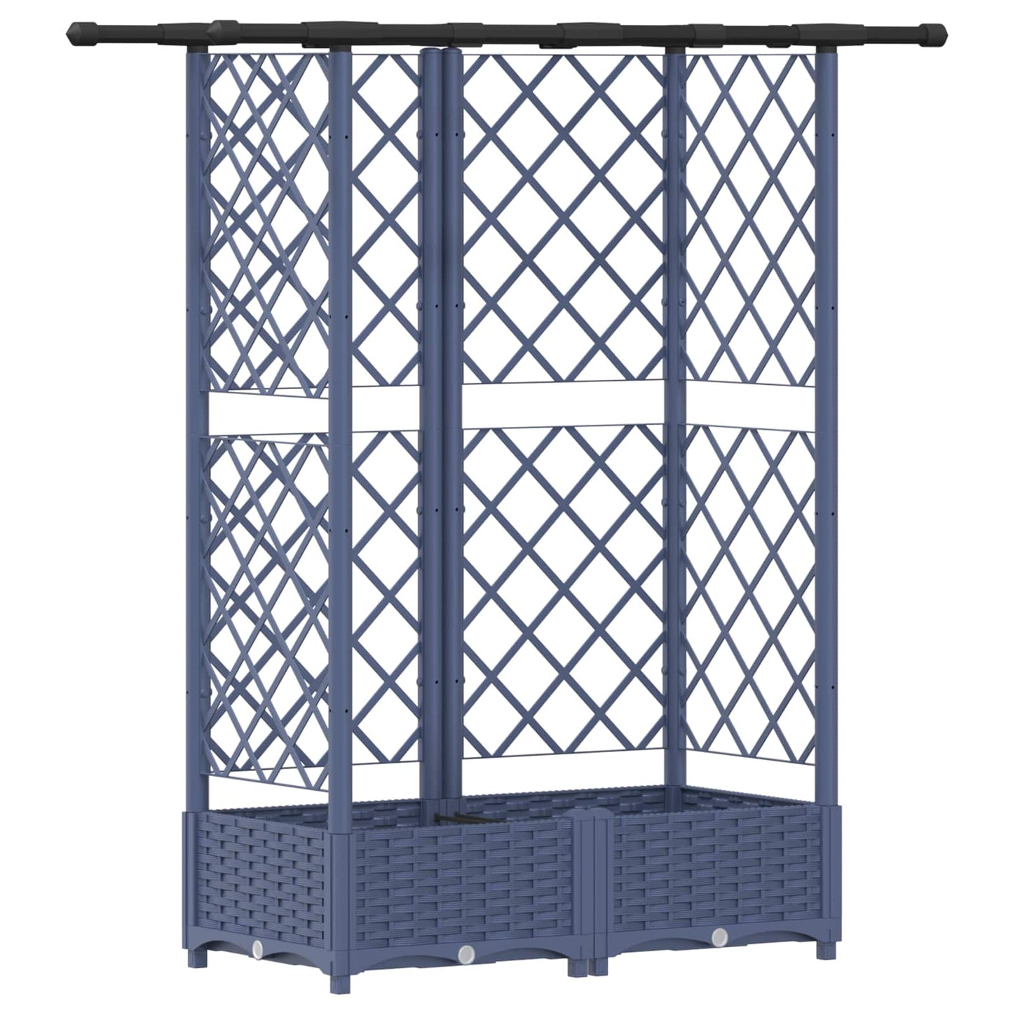 Hevet Bed med Trellis og Tak Grå 124 x 40 x 121 cm PP