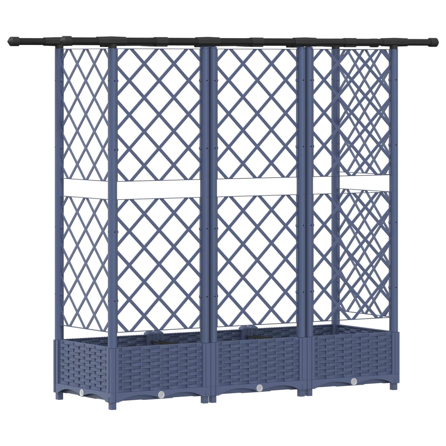 Hevet Bed med Trellis og Tak Grå 164 x 40 x 123 cm PP
