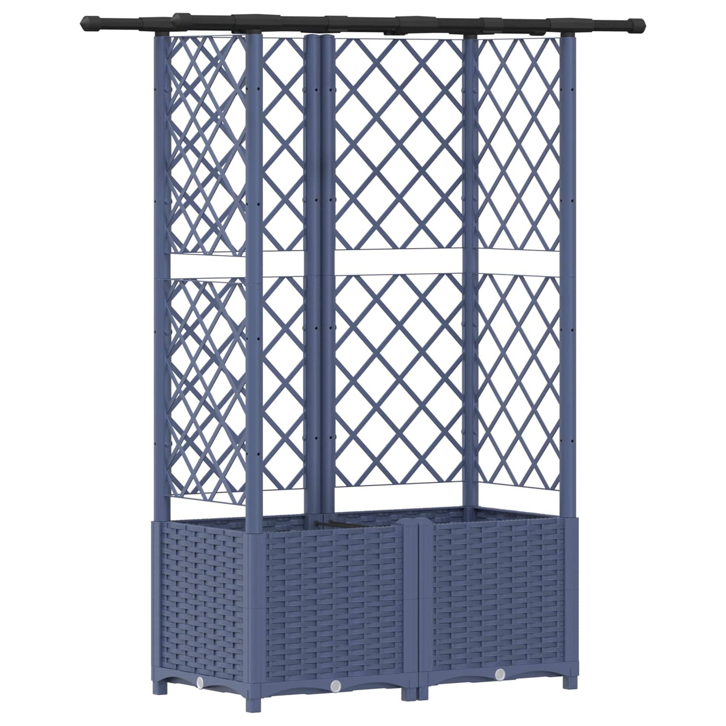 Hevet Bed med Trellis og Tak Grå 124 x 40 x 138 cm PP