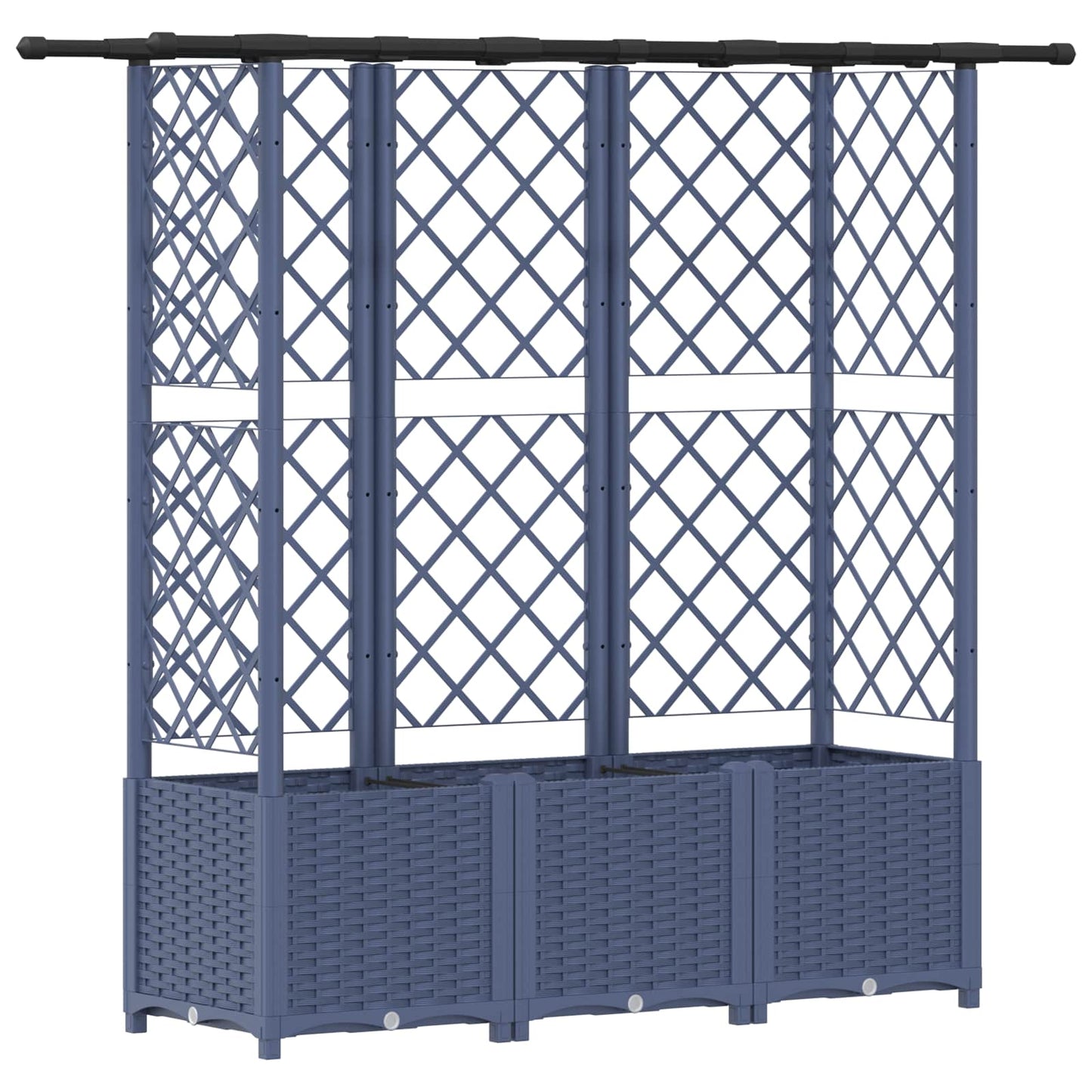 Hevet Bed med Trellis og Tak Grå 163,5 x 40 x 138 cm PP
