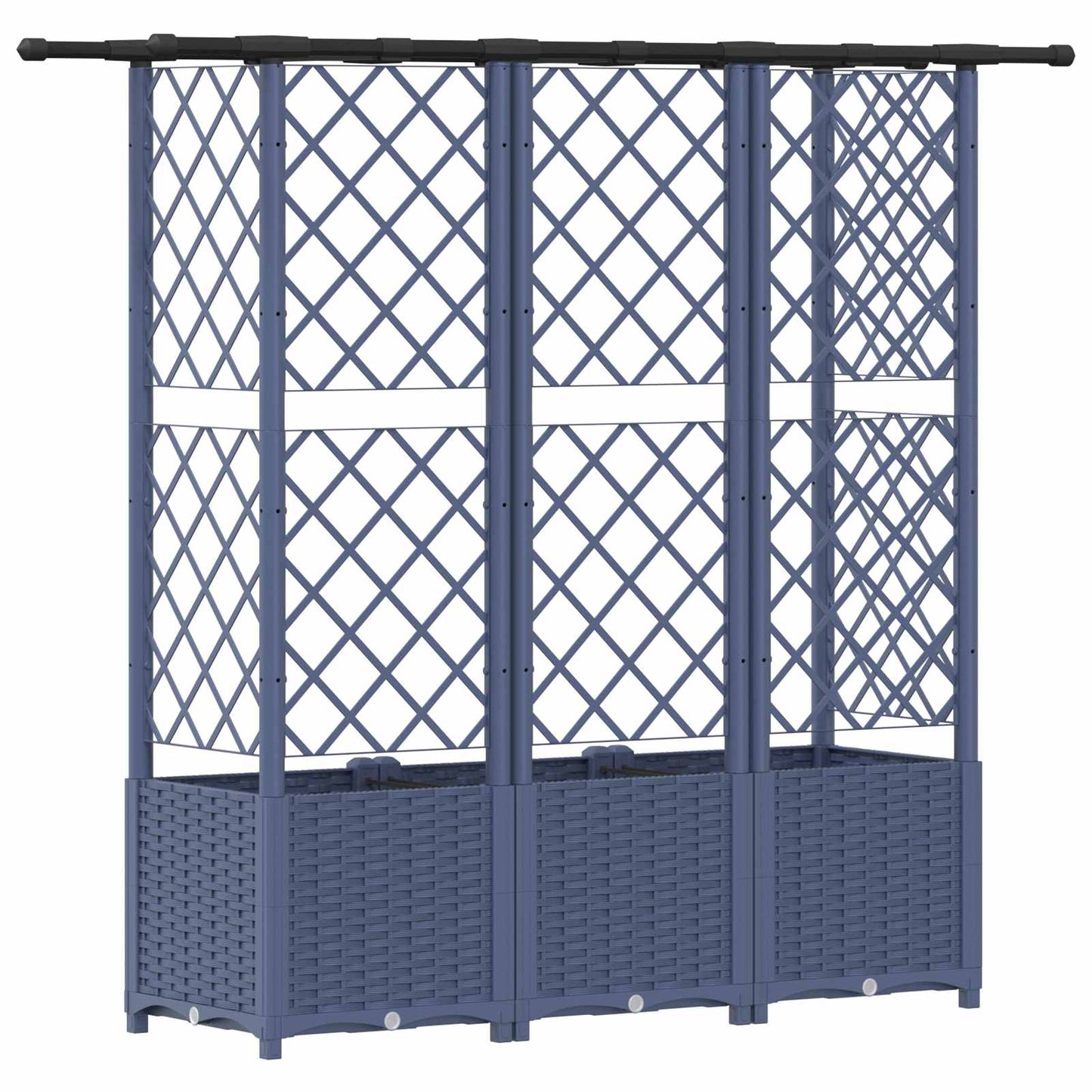 Hevet Bed med Trellis og Tak Grå 163,5 x 40 x 138 cm PP