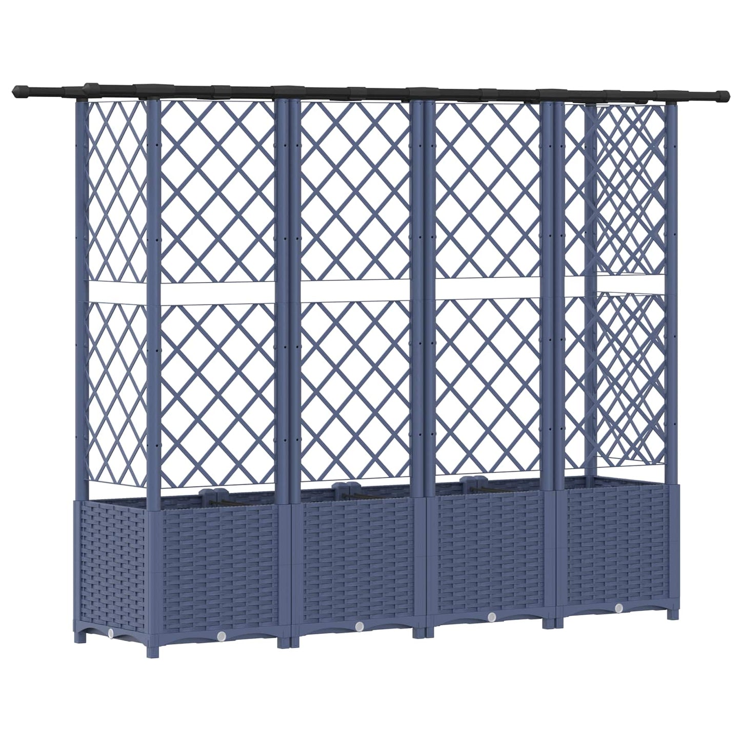 Hevet Bed med Trellis og Tak Grå 202 x 40 x 136 cm PP