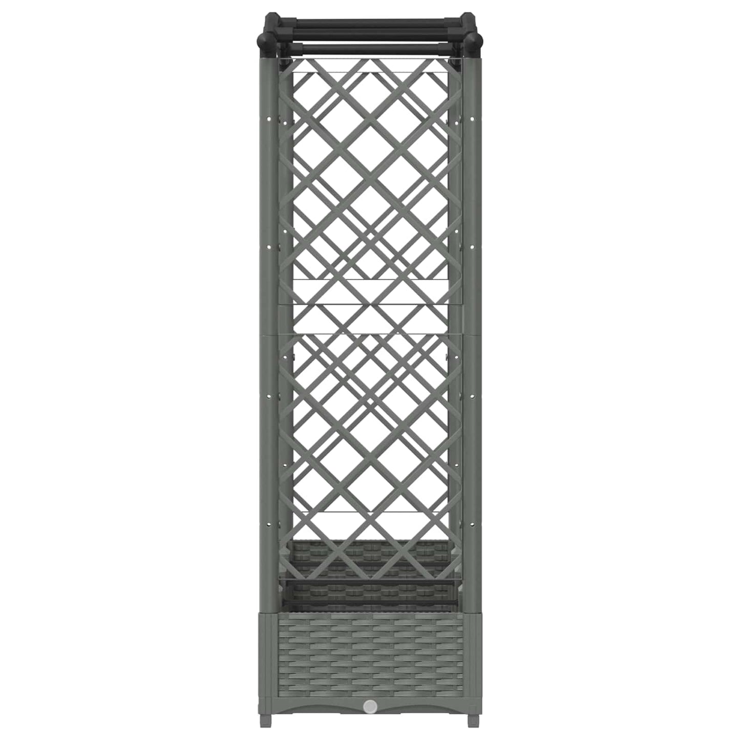 Hevet Bed med Trellis og Tak Lysegrå 207 x 40 x 126 cm PP