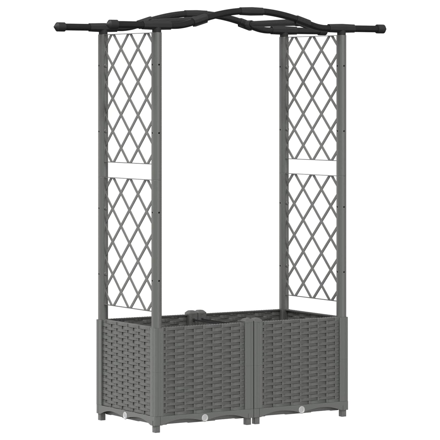 Hevet Bed med Trellis og Tak Lysegrå 125 x 40 x 138 cm PP