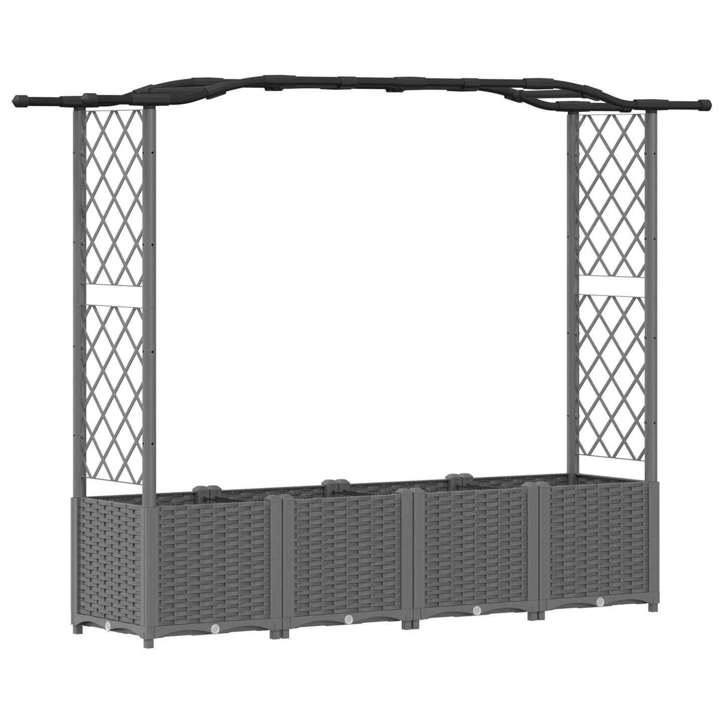 Hevet Bed med Trellis og Tak Lysegrå 204 x 40 x 141 cm PP