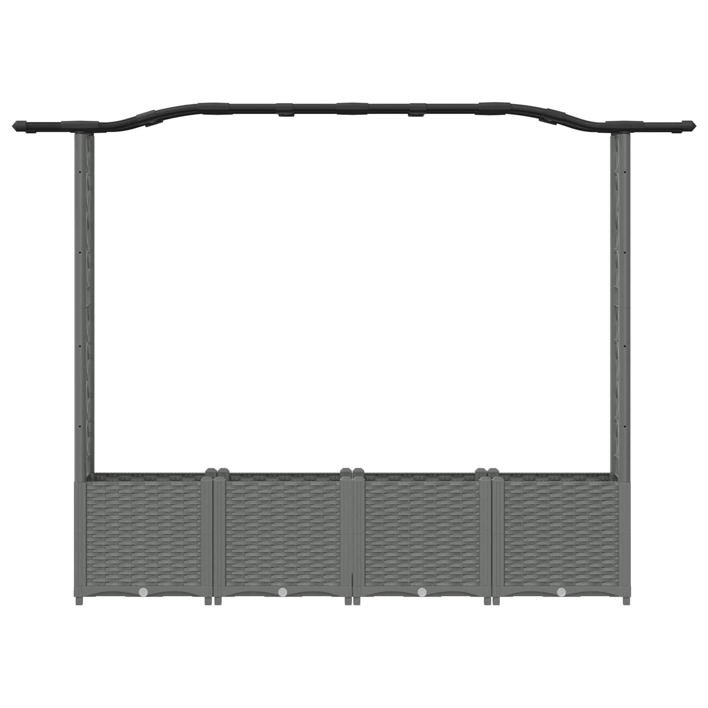 Hevet Bed med Trellis og Tak Lysegrå 204 x 40 x 141 cm PP