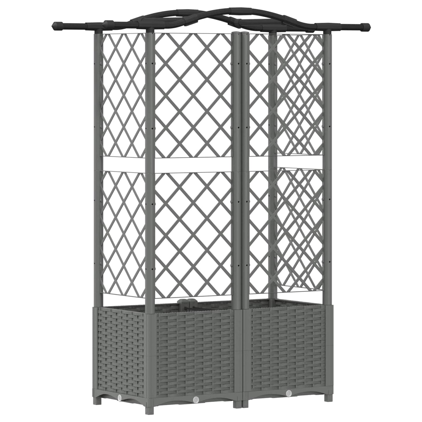 Hevet Bed med Trellis og Tak Lysegrå 122 x 40 x 138 cm PP