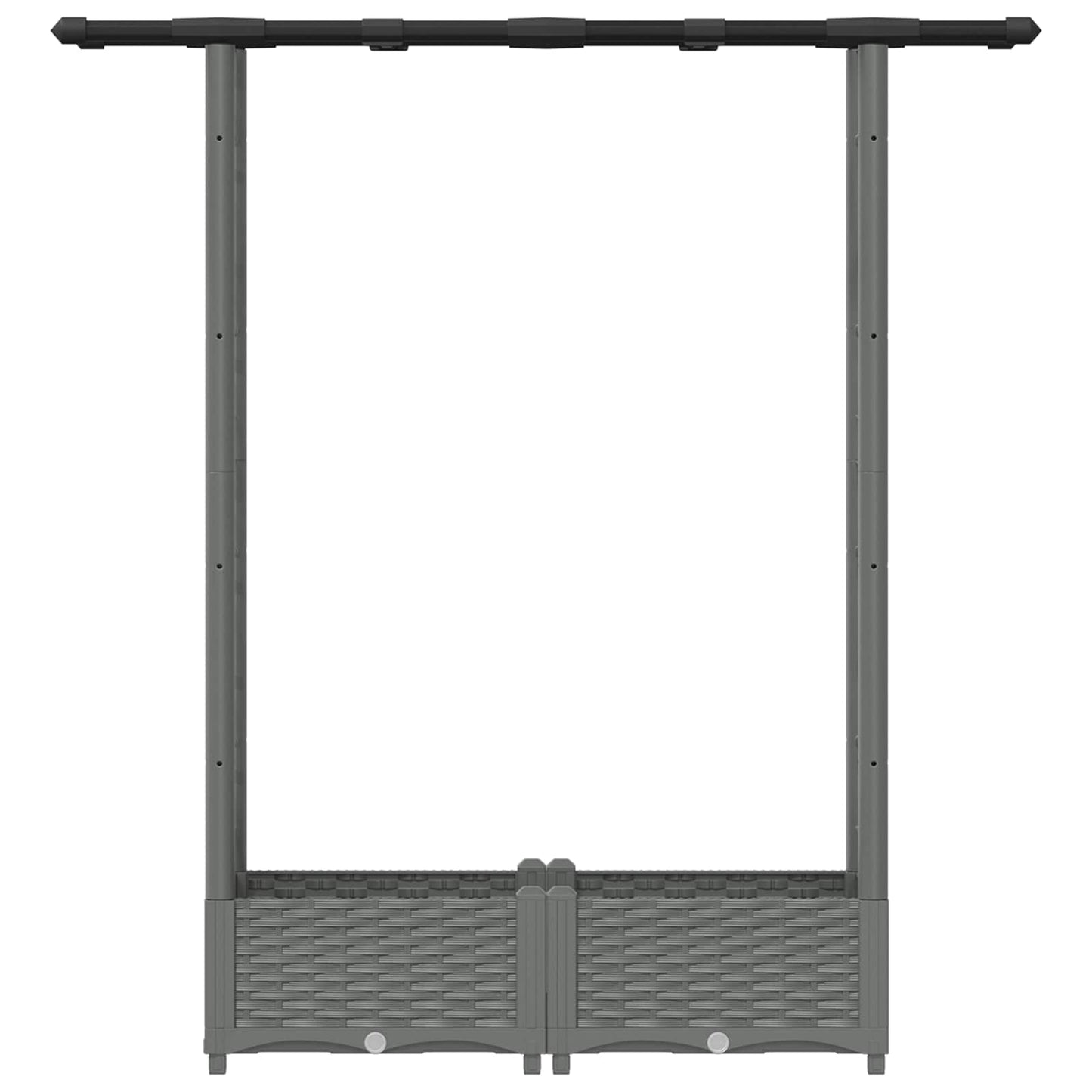 Hevet Bed med Trellis og Tak Lysegrå 122,5 x 40 x 121 cm PP