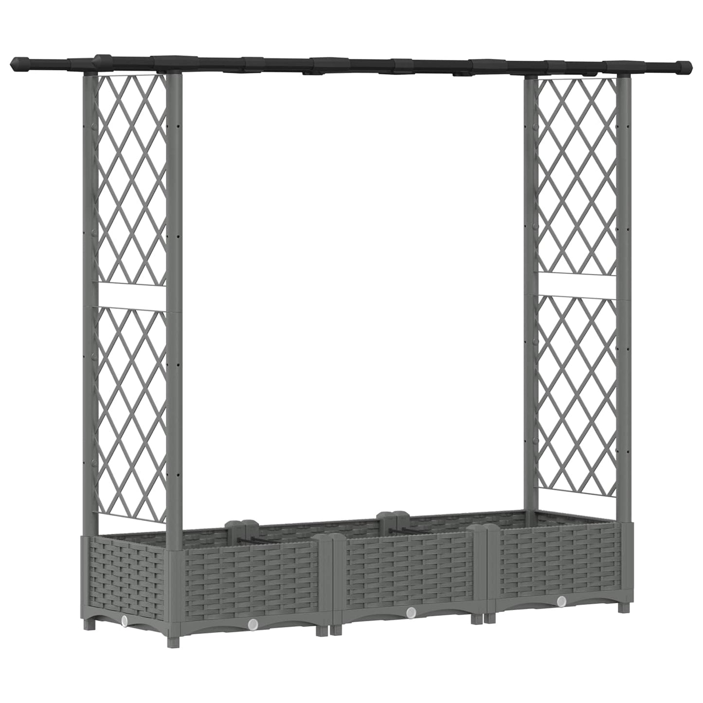 Hevet Bed med Trellis og Tak Lysegrå 164 x 40 x 123 cm PP