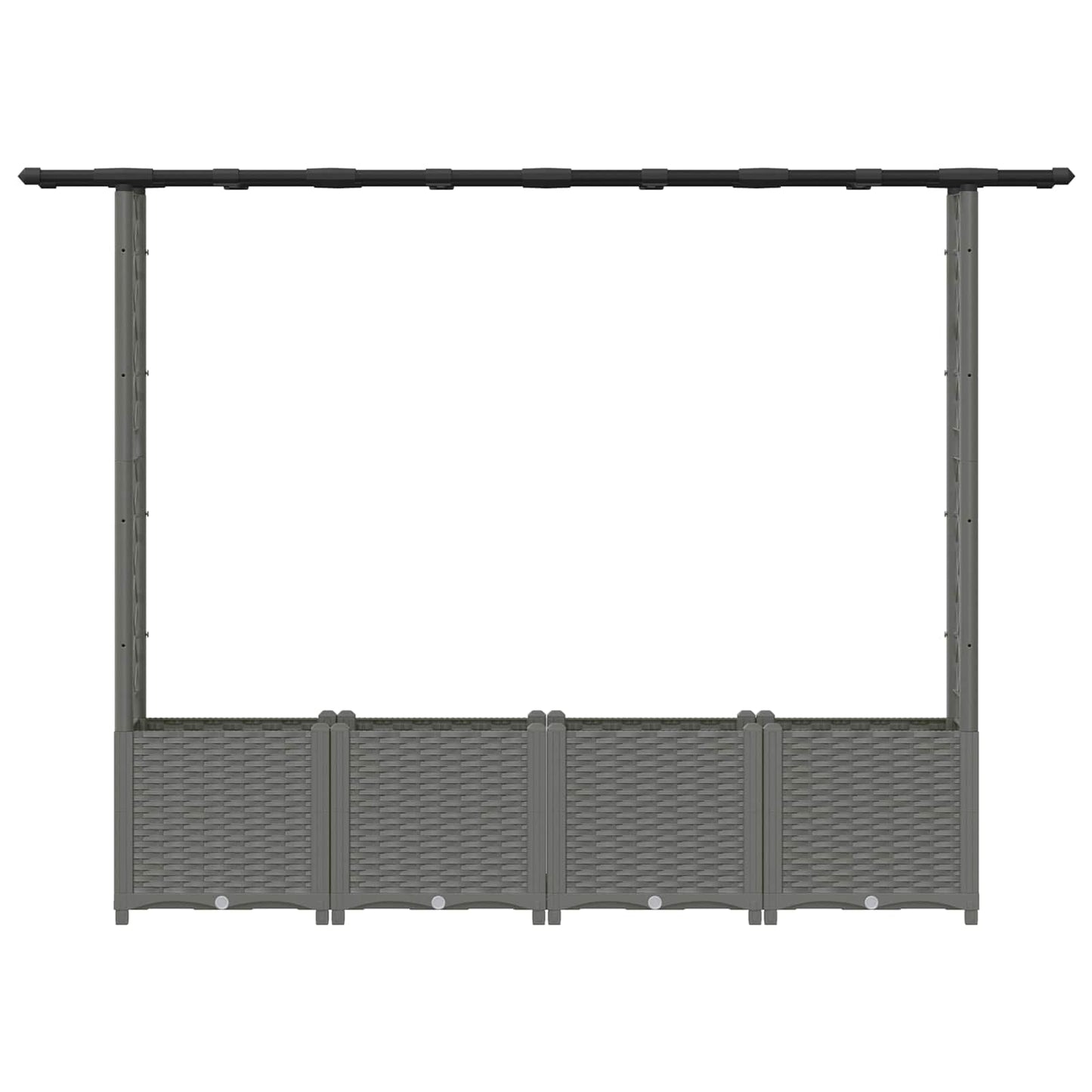Hevet Bed med Trellis og Tak Lysegrå 203 x 40 x 136 cm PP