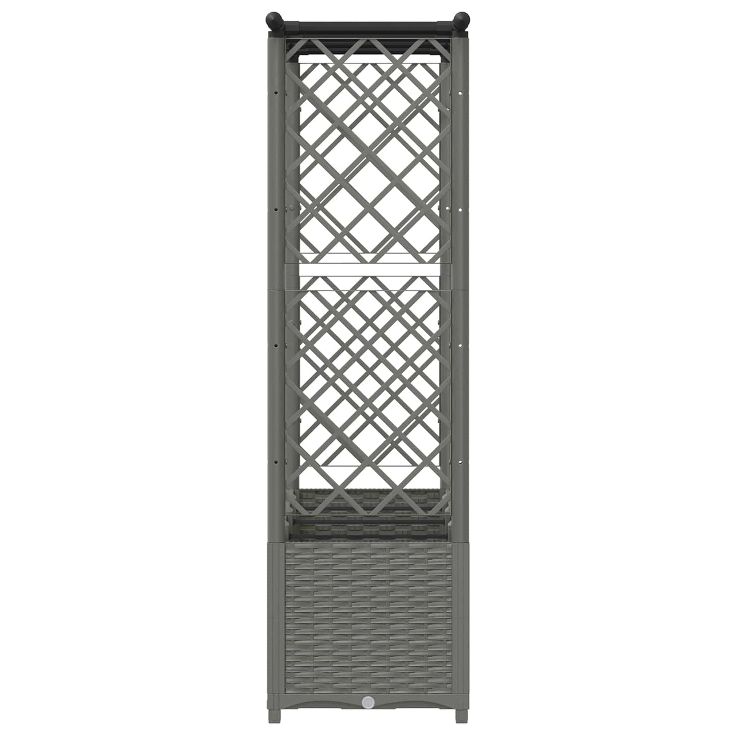 Hevet Bed med Trellis og Tak Lysegrå 203 x 40 x 136 cm PP