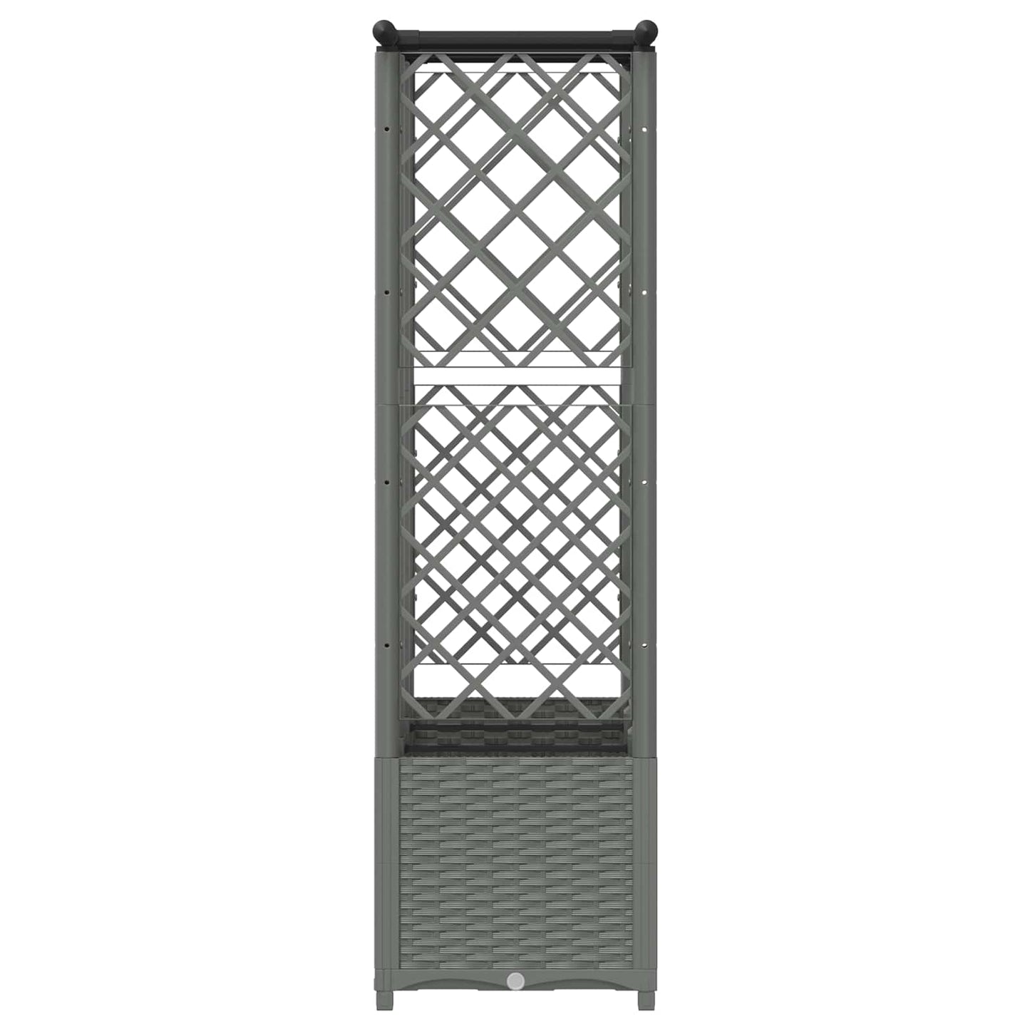 Hevet Bed med Trellis og Tak Lysegrå 163,5 x 40 x 136 cm PP