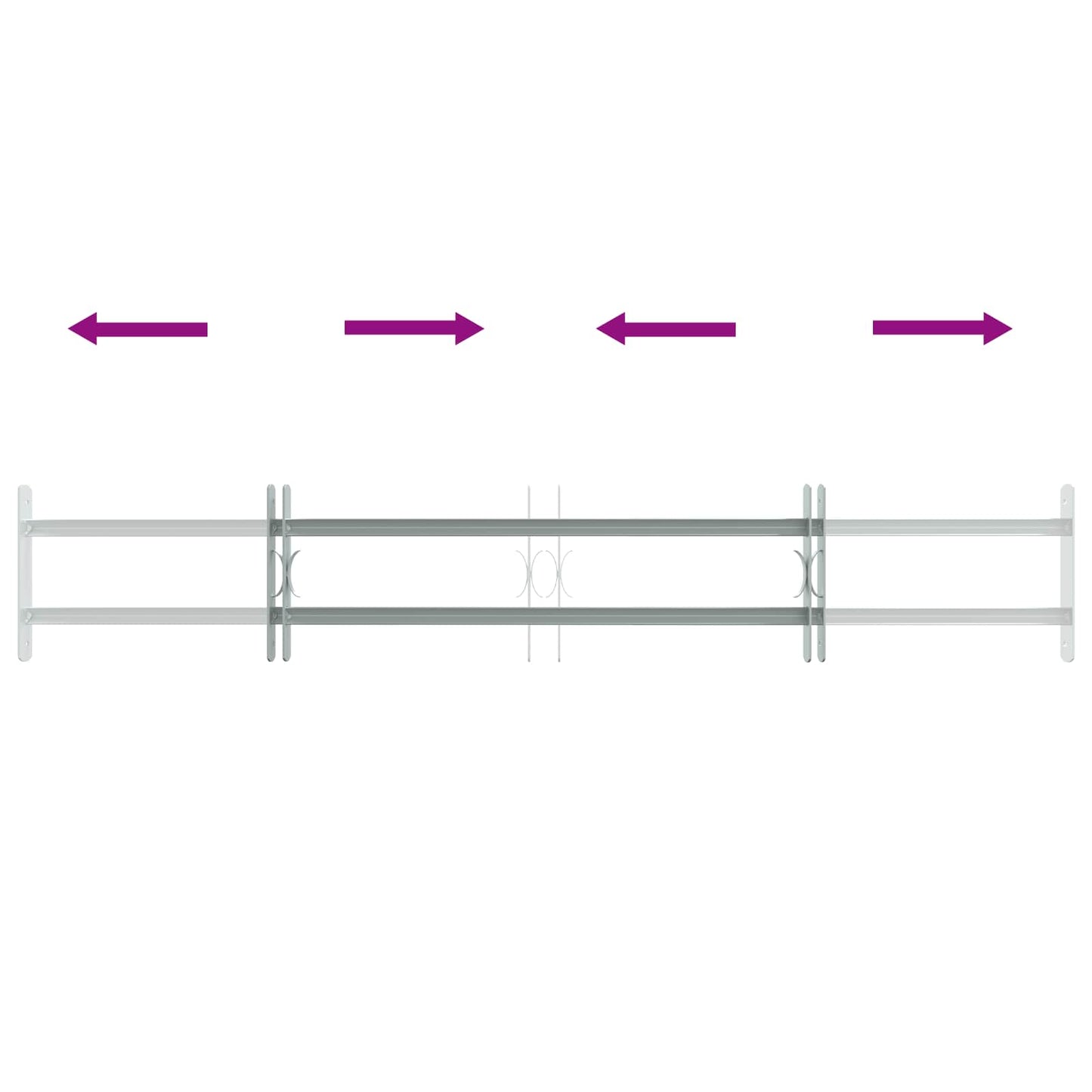 Sikkerhetsgitter for vinduer med 2 tverrbjelker 3 pcs