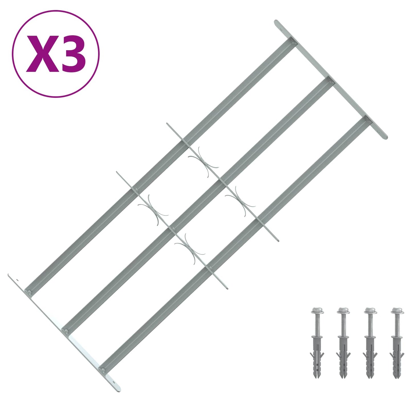 Sikkerhetsgitter for vinduer med 3 tverrbjelker 3 pcs