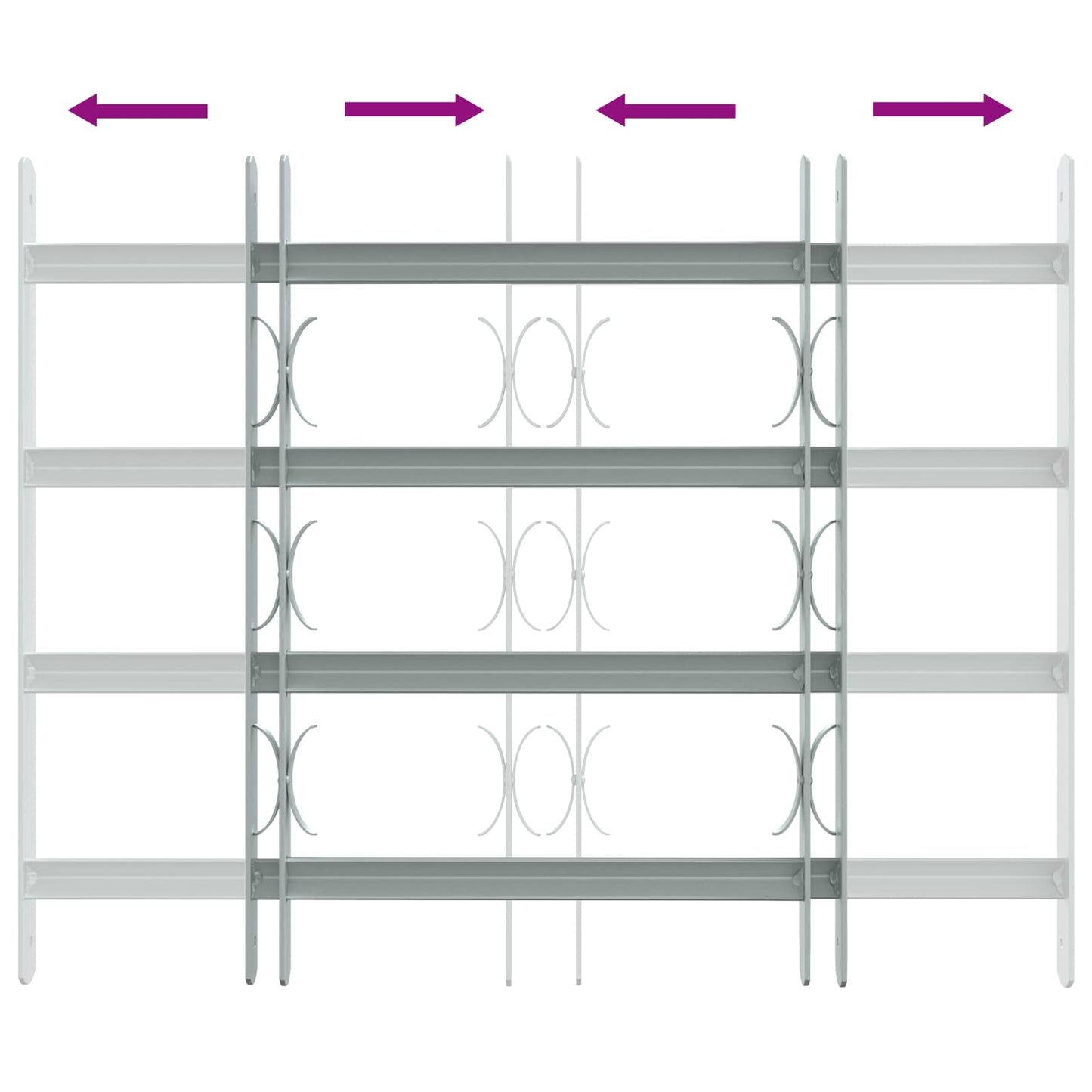 Sikkerhetsgitter for vinduer med 4 tverrbjelker 3 pcs
