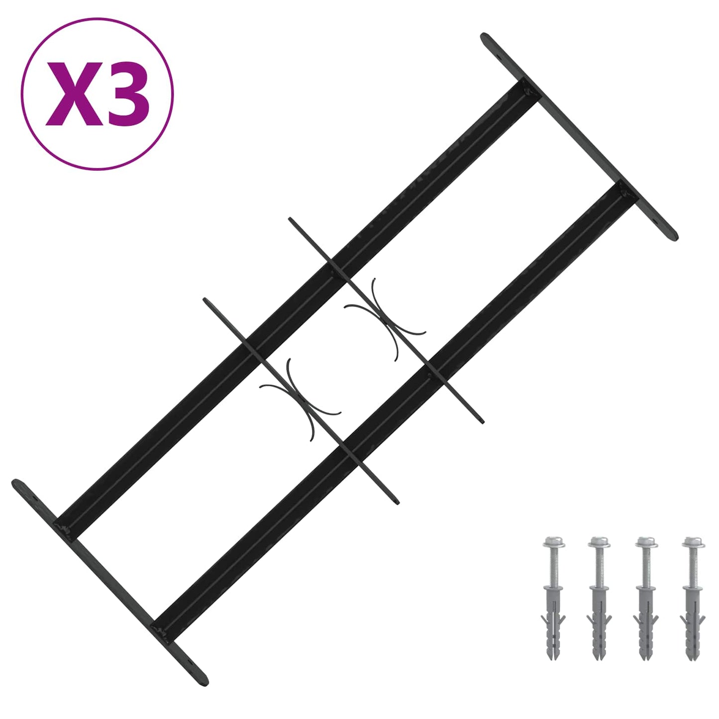 Sikkerhetsgitter for vinduer med 2 tverrbjelker 3 pcs 43-74 cm