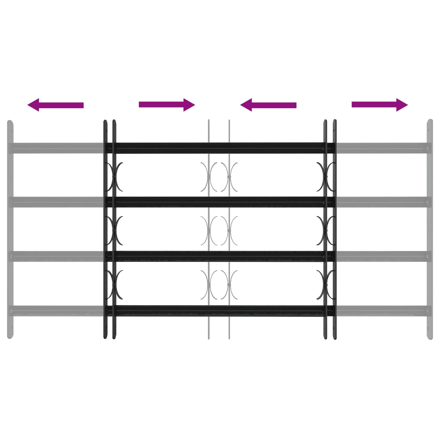 Sikkerhetsgitter for vinduer med 4 tverrbjelker 3 pcs 63-114 cm