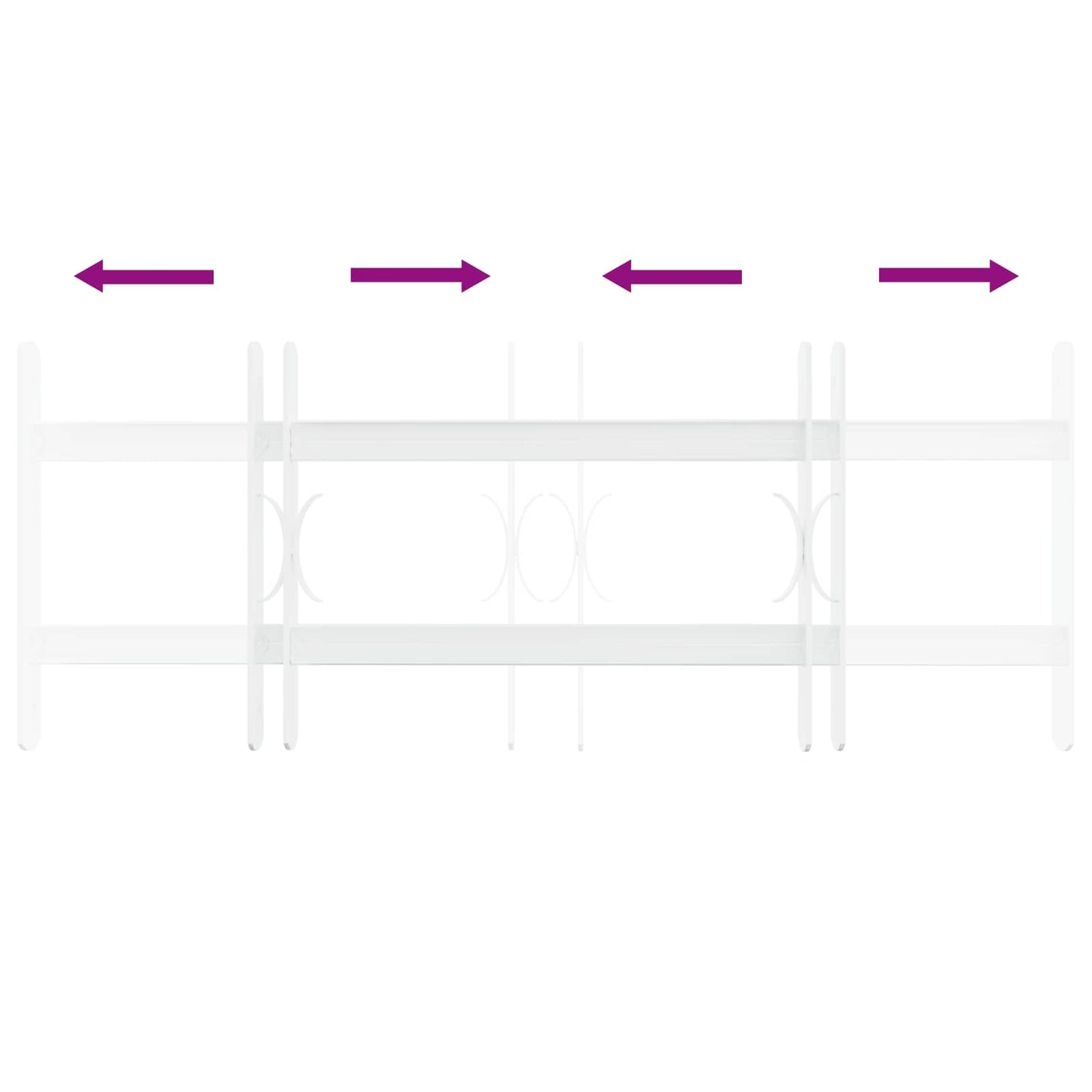 Sikkerhetsgitter for vinduer med 2 tverrbjelker 3 pcs 43-74 cm