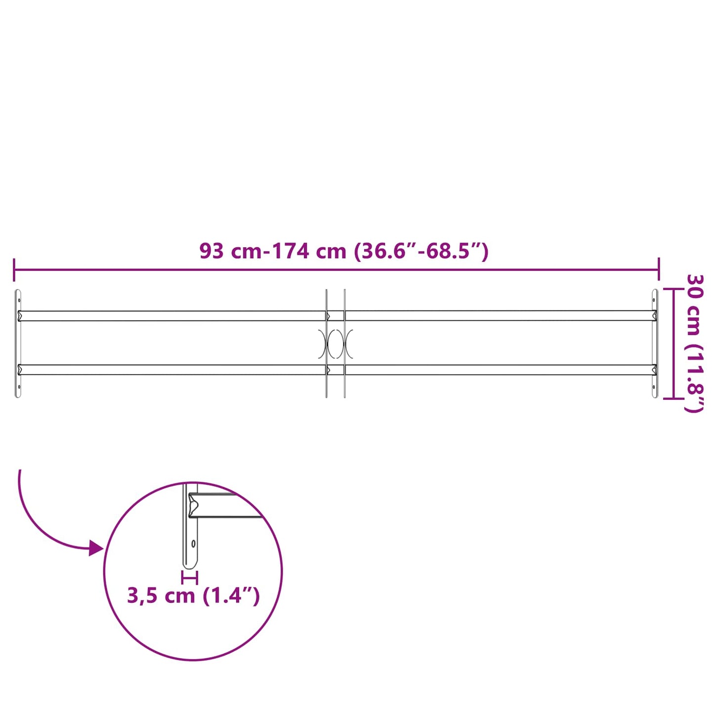 Sikkerhetsgitter for vinduer med 2 tverrbjelker 3 pcs 93-174 cm