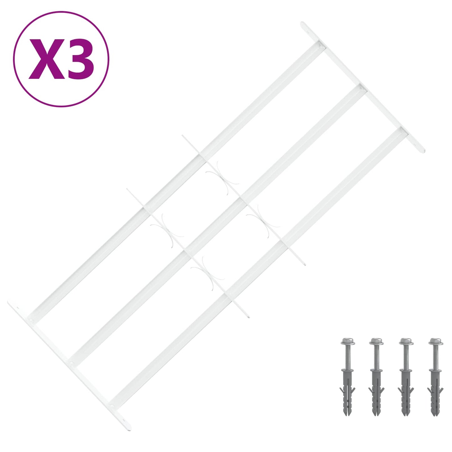 Sikkerhetsgitter for vinduer med 3 tverrbjelker 3 pcs 63-114 cm