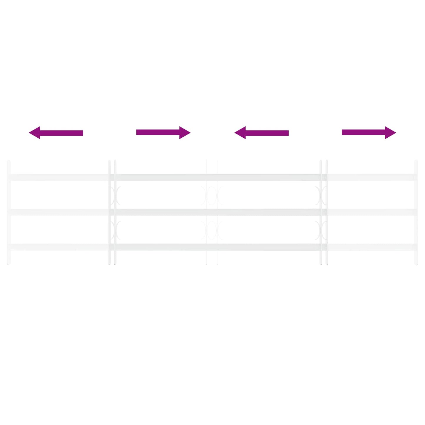 Sikkerhetsgitter for vinduer med 3 tverrbjelker 3 pcs 93-174 cm