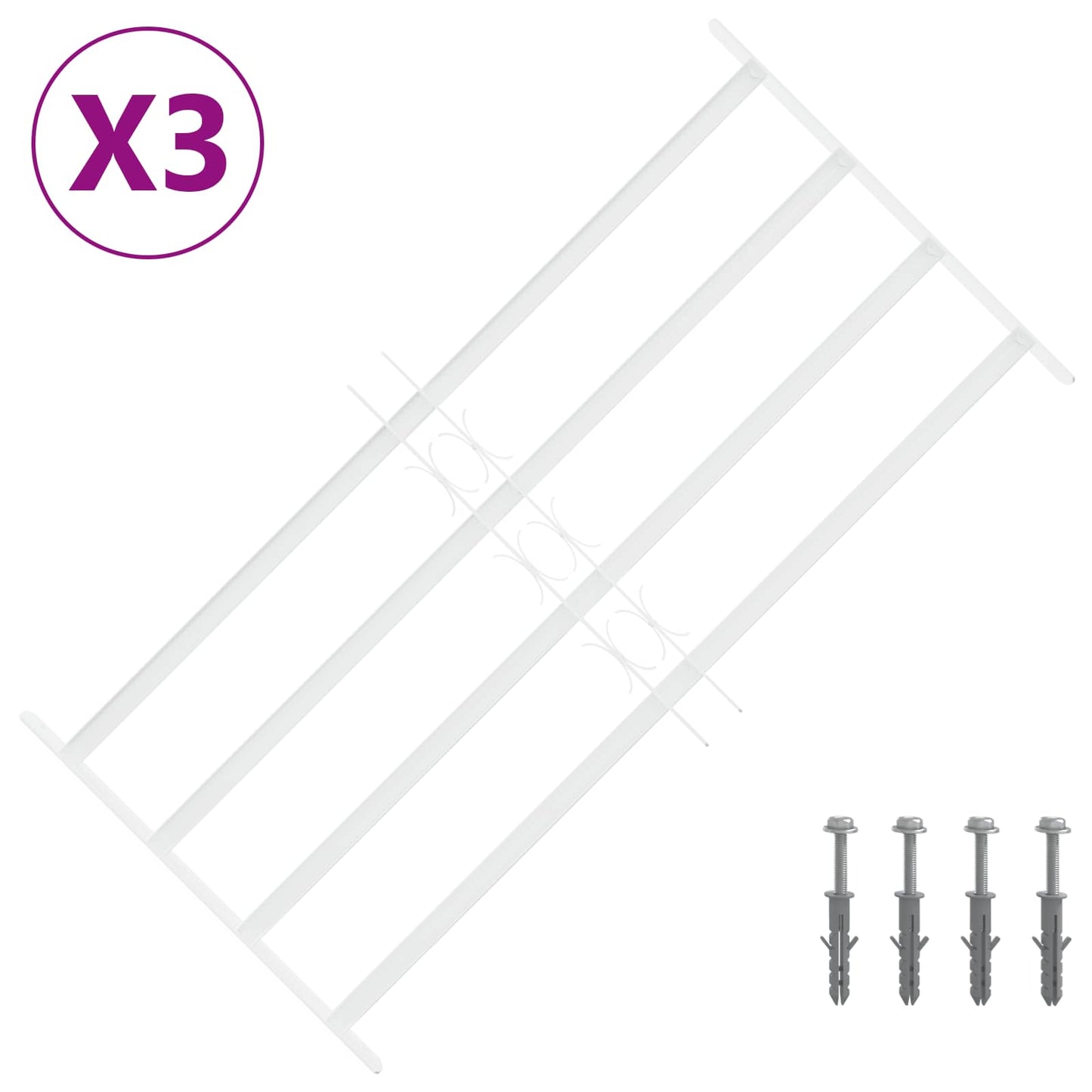 Sikkerhetsgitter for vinduer med 4 tverrbjelker 3 pcs 63-114 cm