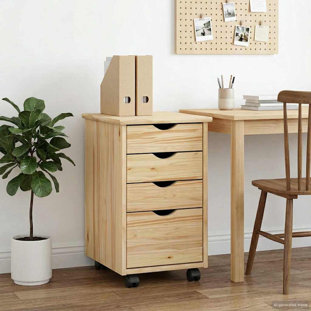 Rullende skap med hjul Brun 34 x 39 x 56 cm Massiv furu