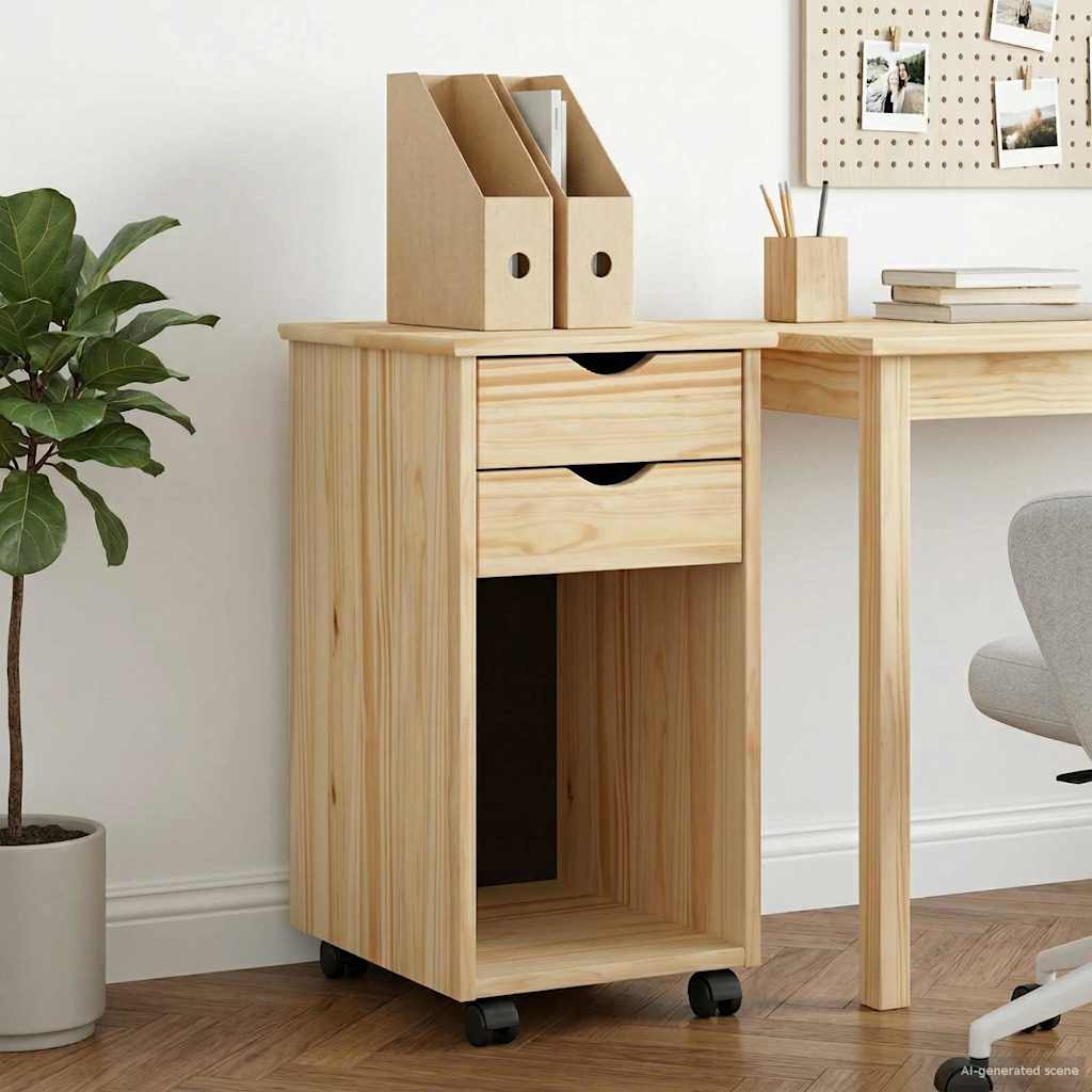 Rullende skap Brun 34 x 39 x 65,5 cm Massiv furu
